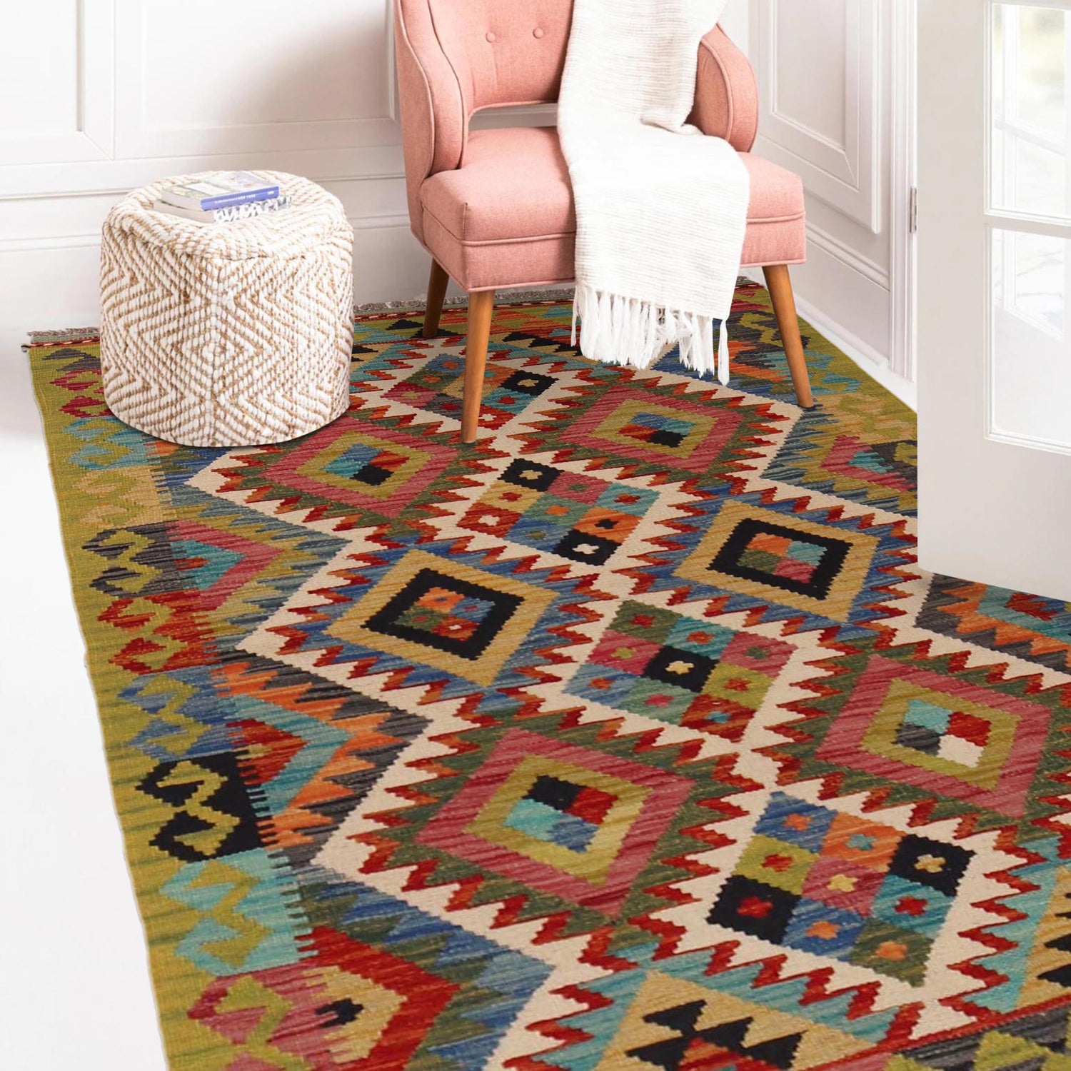 Handmade Vegetable Kelim 3' 3" x 4" 11" (ft) - No. P35712