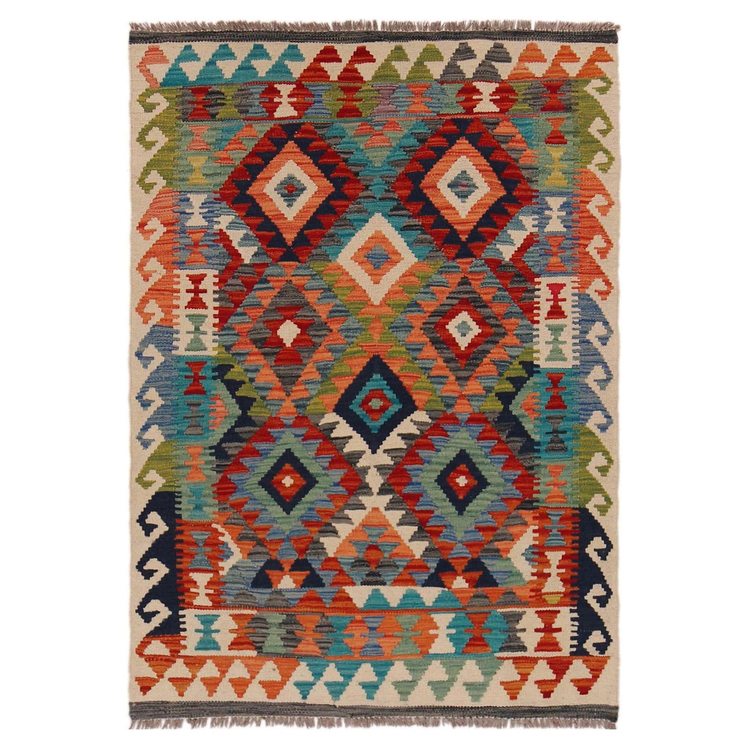 Handmade Vegetable Kilim 3' 4" x 4" 11" (ft) - No. P35713