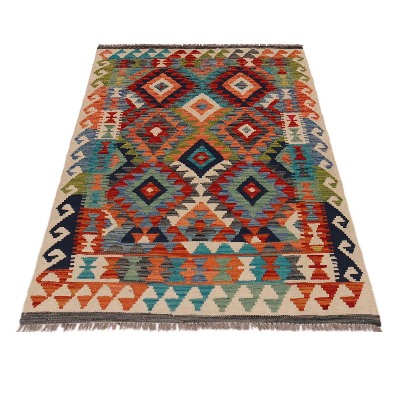 Handmade Vegetable Kilim 3' 4" x 4" 11" (ft) - No. P35713