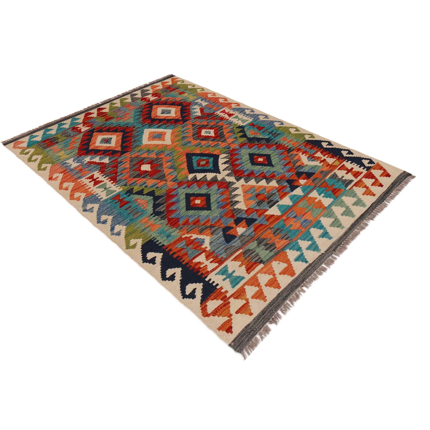 Handmade Vegetable Kilim 3' 4" x 4" 11" (ft) - No. P35713