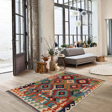 Handmade Vegetable Kilim 3' 4" x 4" 11" (ft) - No. P35713