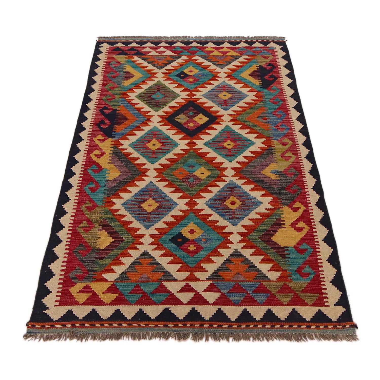 Handmade Vegetable Kilim 3' 2" x 5" 3" (ft) - No. P35715