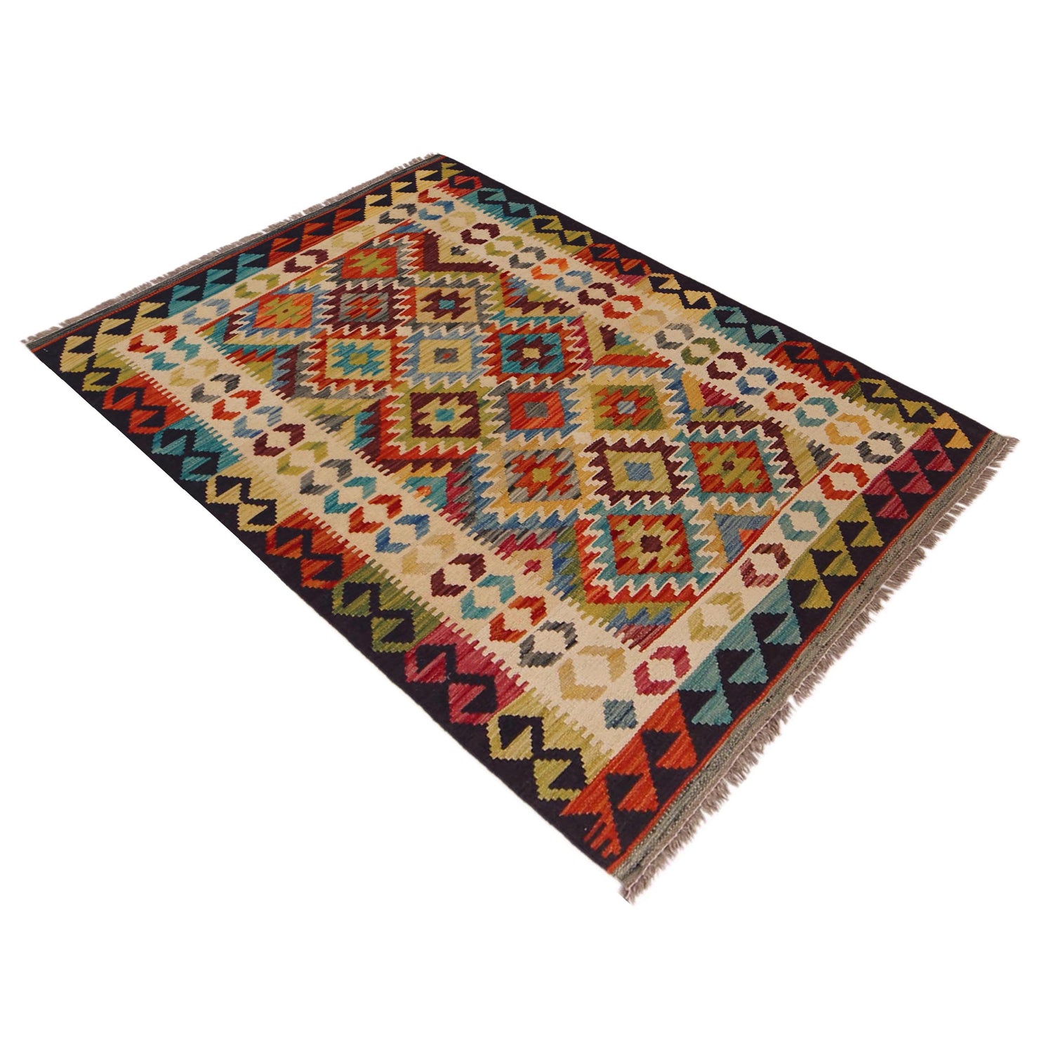 Handmade Vegetable Kilim 3' 3" x 4" 11" (ft) - No. P35717