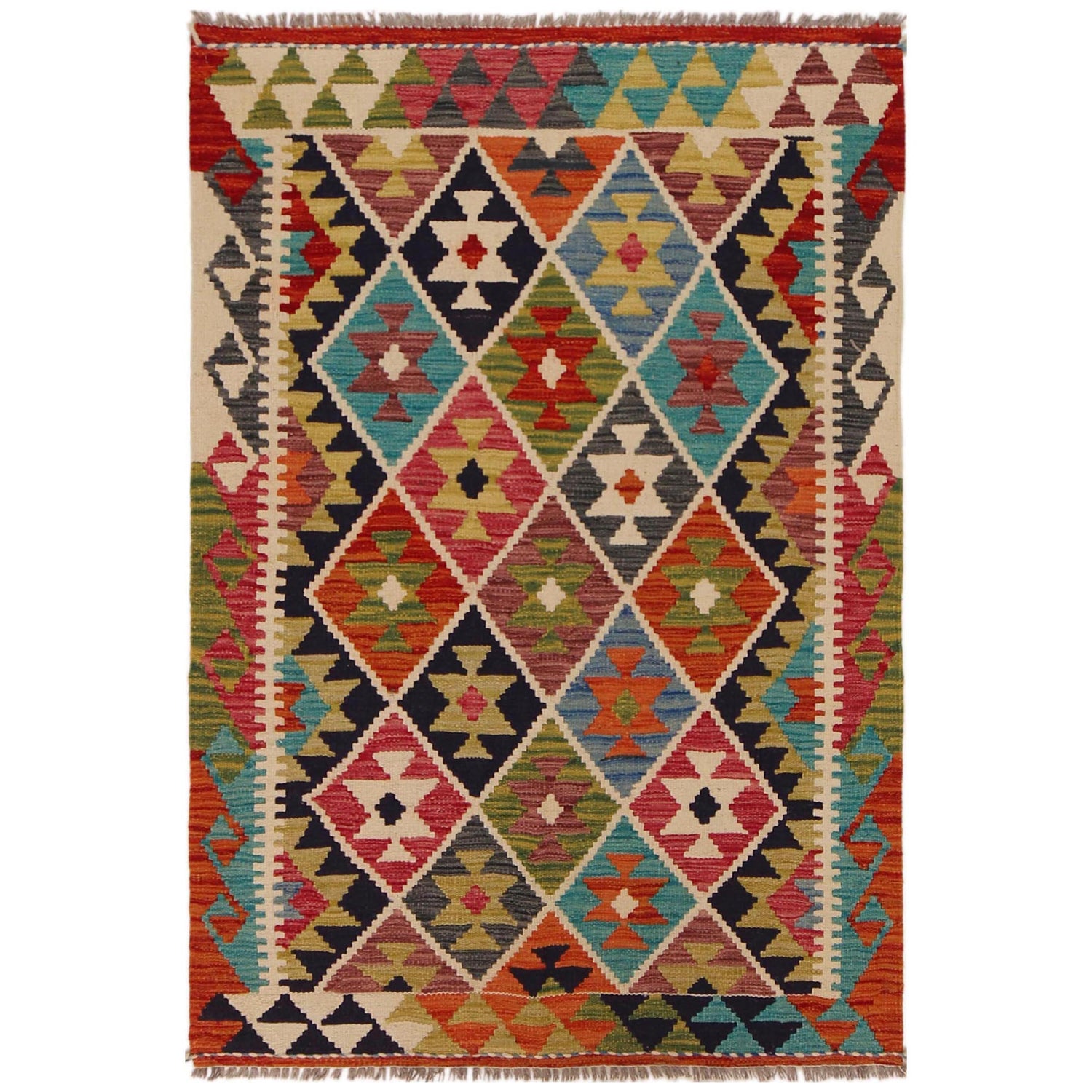 Handmade Vegetable Kilim 3' 3" x 4" 10" (ft) - No. P35719