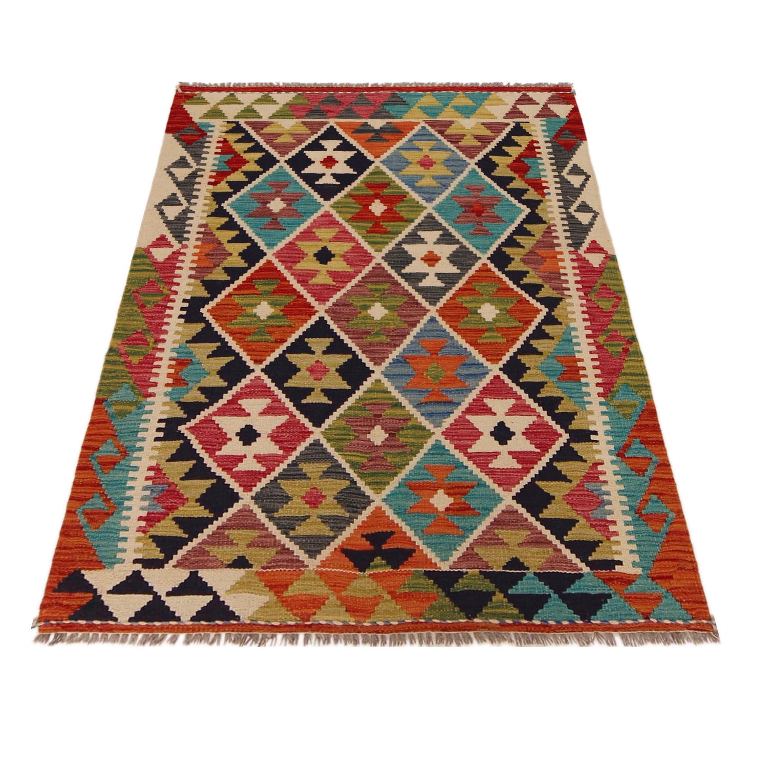 Handmade Vegetable Kilim 3' 3" x 4" 10" (ft) - No. P35719