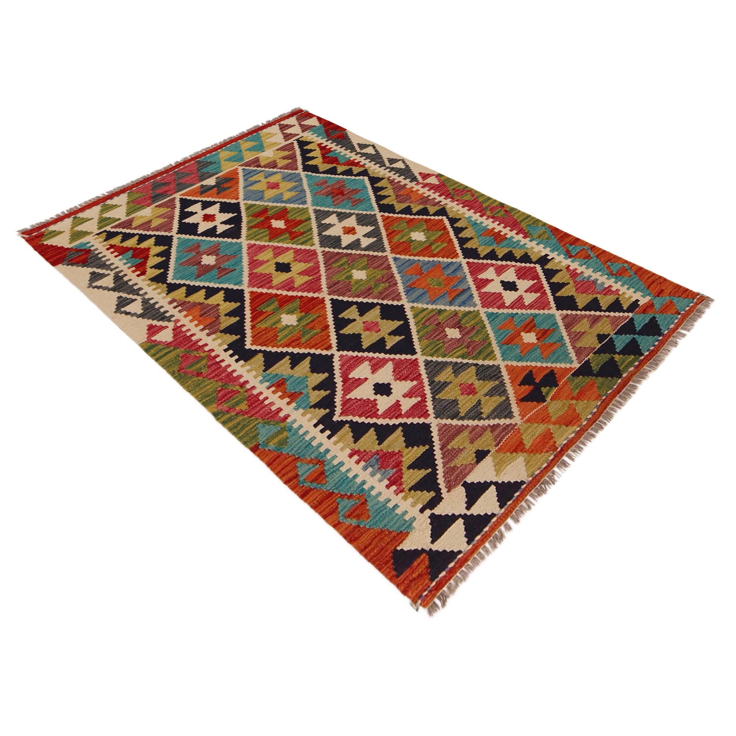 Handmade Vegetable Kilim 3' 3" x 4" 10" (ft) - No. P35719