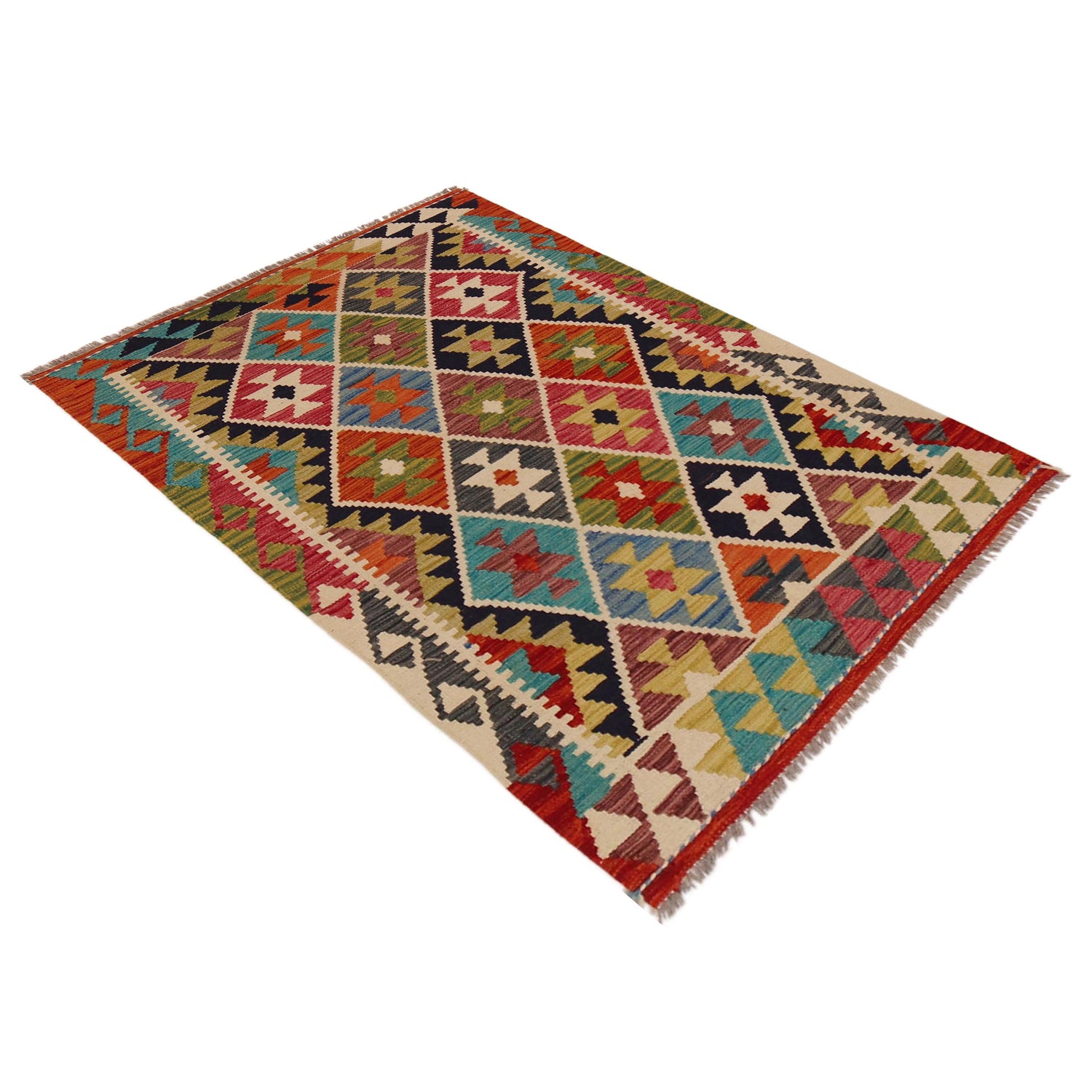 Handmade Vegetable Kilim 3' 3" x 4" 10" (ft) - No. P35719