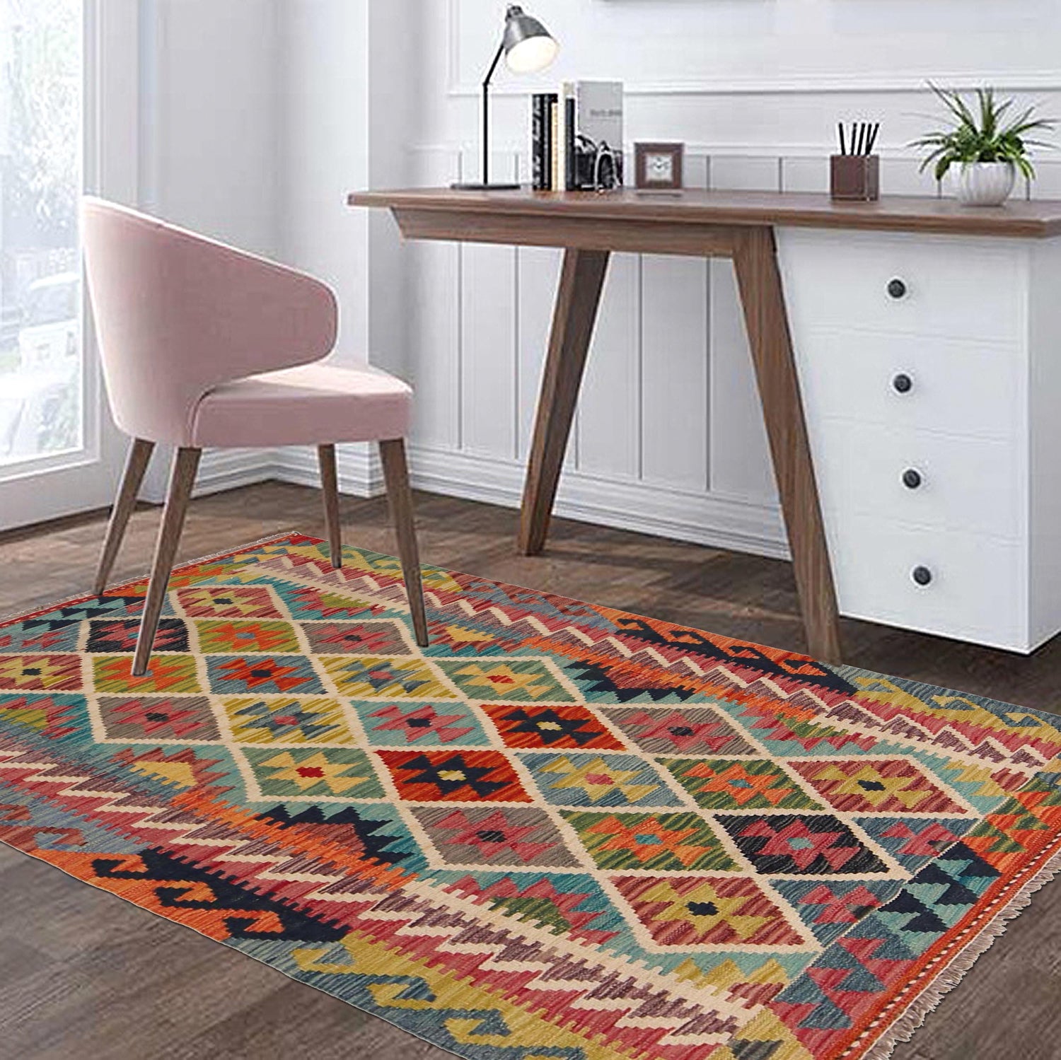 Handmade Vegetable Kilim 3' 4" x 5" 1" (ft) - No. P35721