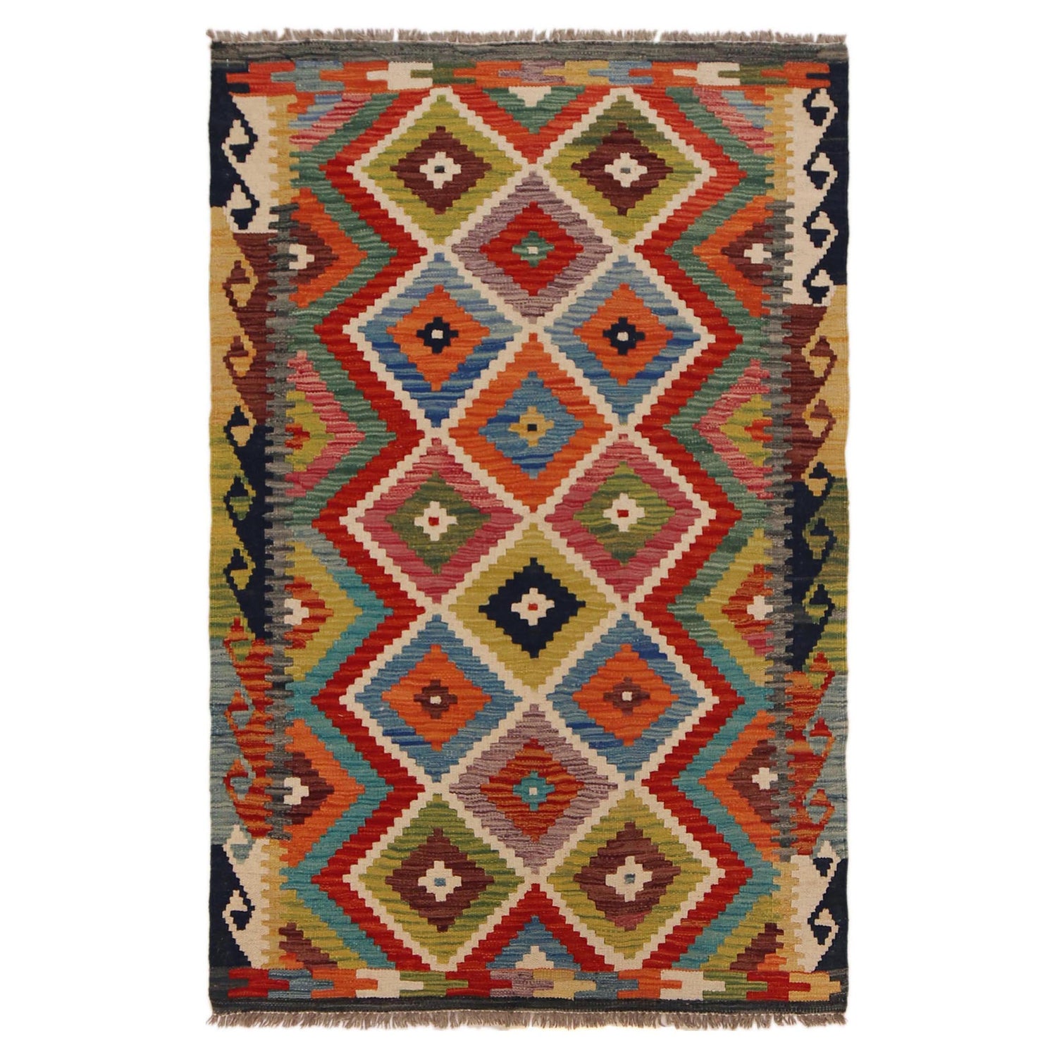 Handmade Vegetable Kilim 3' 3" x 5" 0" (ft) - No. P35723