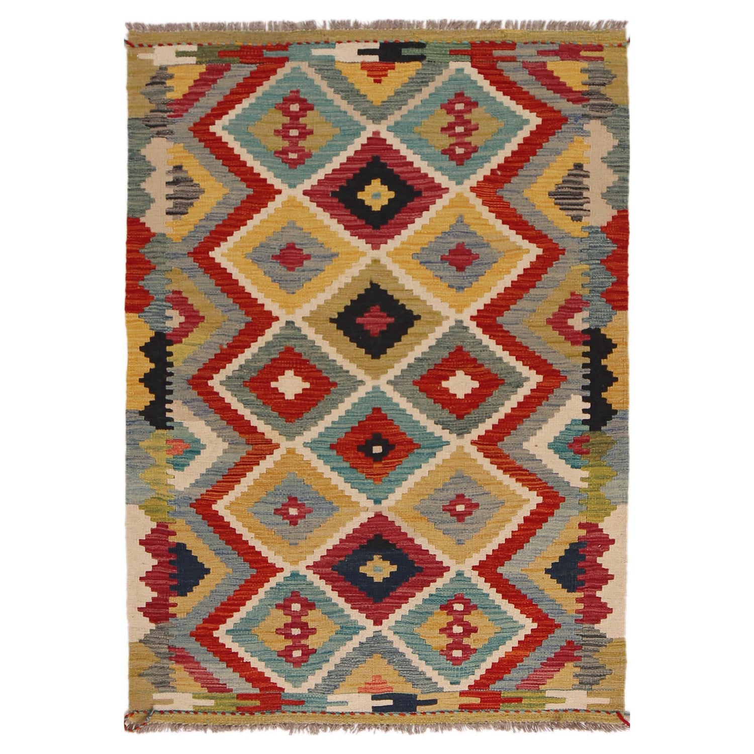 Handmade Vegetable Kilim 3' 4" x 4" 11" (ft) - No. P35725