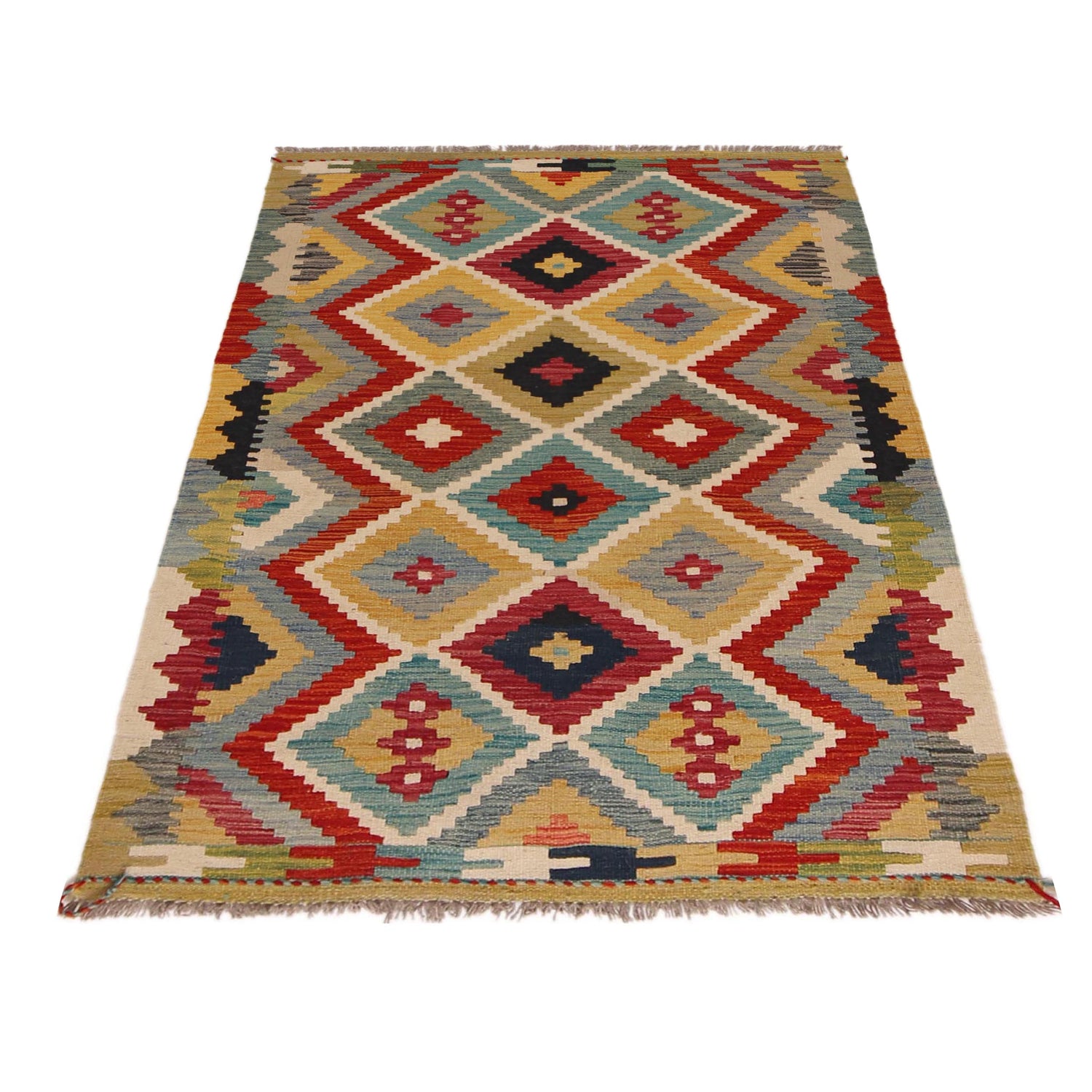 Handmade Vegetable Kilim 3' 4" x 4" 11" (ft) - No. P35725