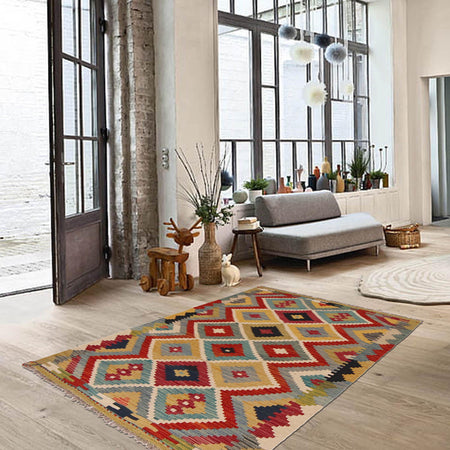 Handmade Vegetable Kilim 3' 4" x 4" 11" (ft) - No. P35725