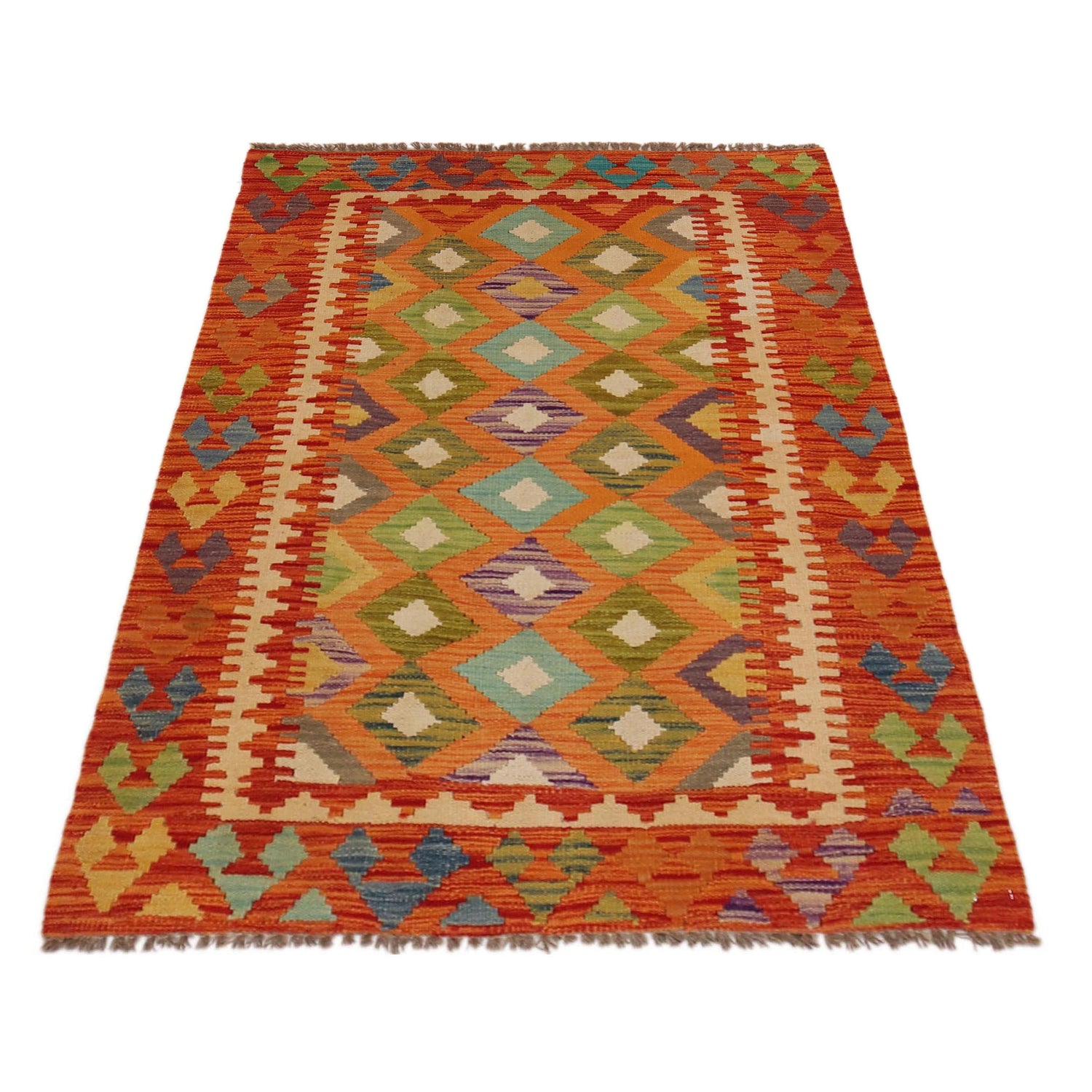 Handmade Vegetable Kilim 3' 4" x 4" 9" (ft) - No. P35727