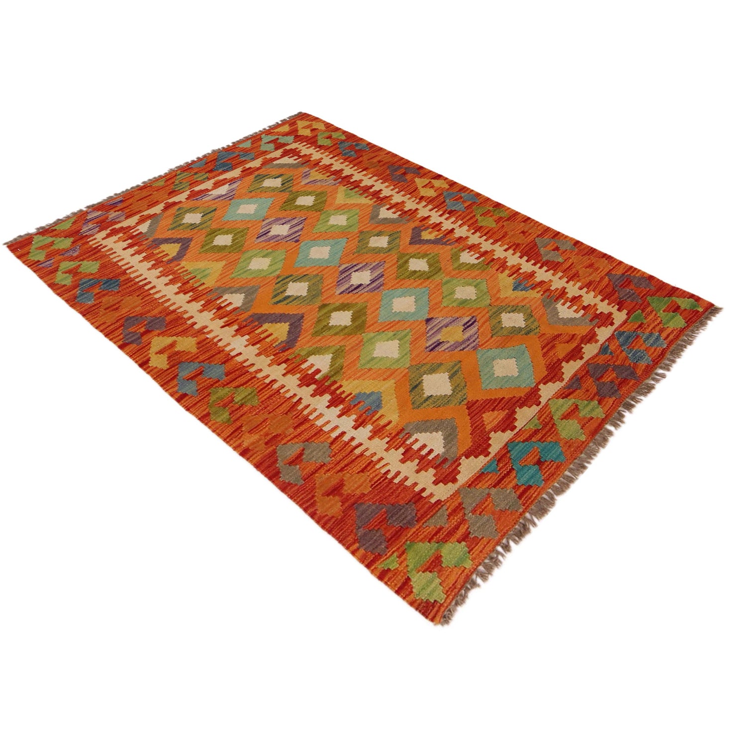 Handmade Vegetable Kilim 3' 4" x 4" 9" (ft) - No. P35727