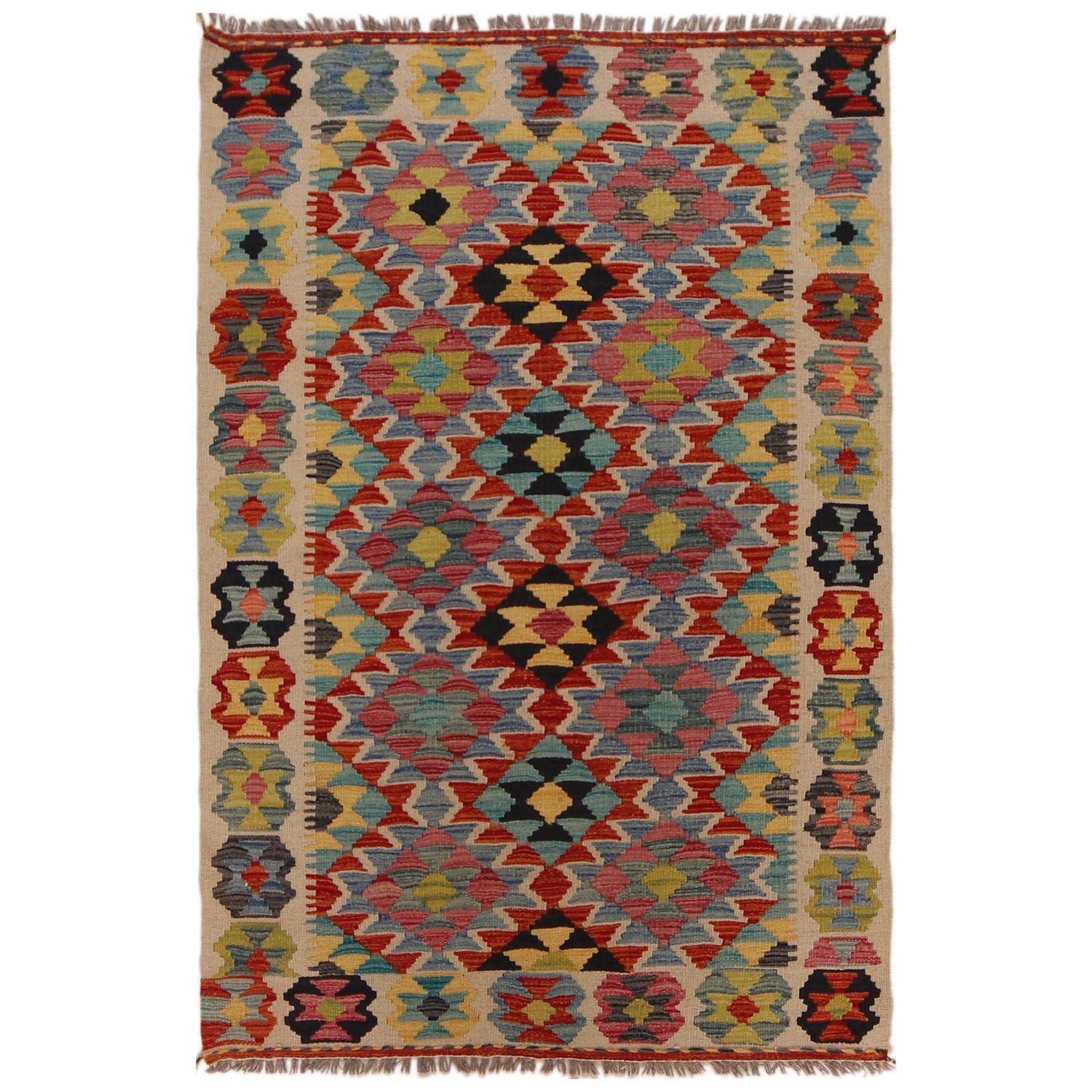 Handmade Vegetable Kilim 3' 3" x 4" 10" (ft) - No. P35729