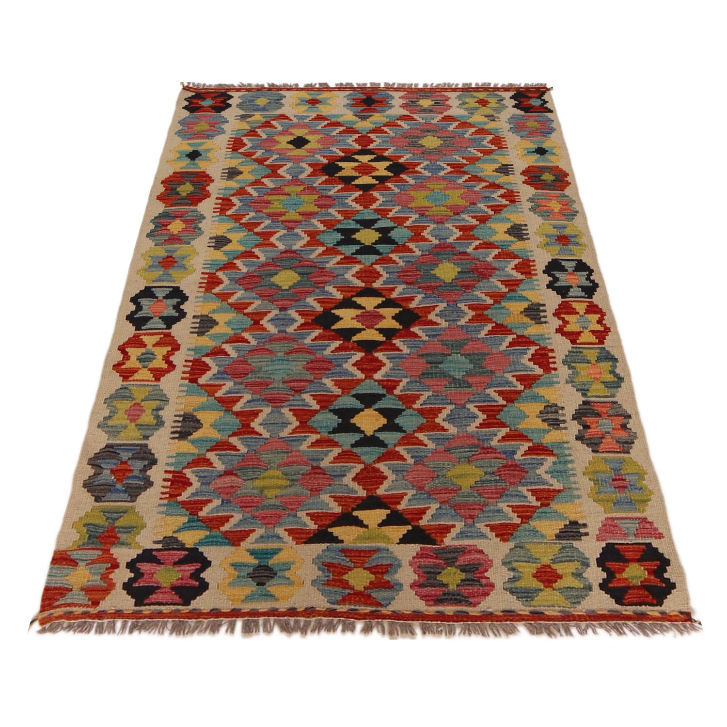 Handmade Vegetable Kilim 3' 3" x 4" 10" (ft) - No. P35729