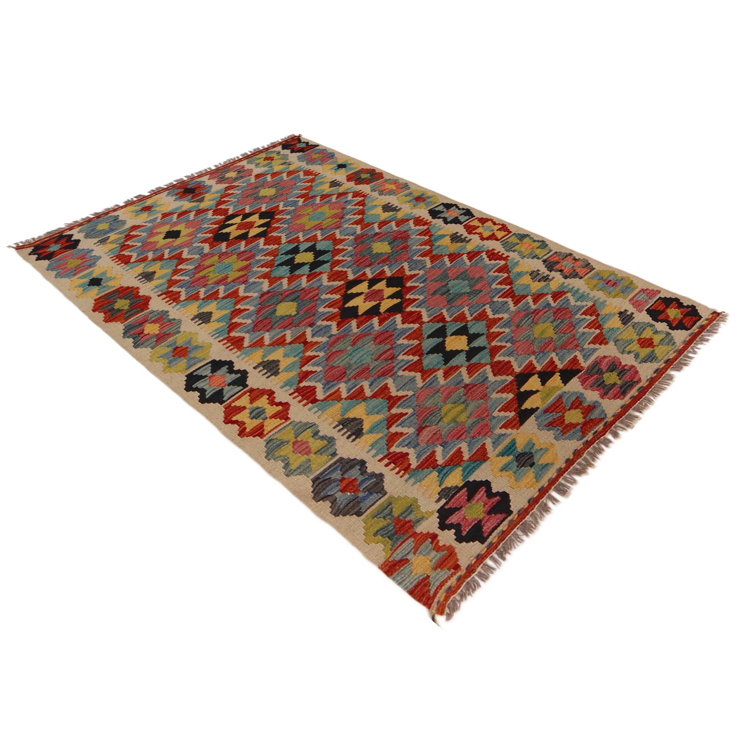Handmade Vegetable Kilim 3' 3" x 4" 10" (ft) - No. P35729