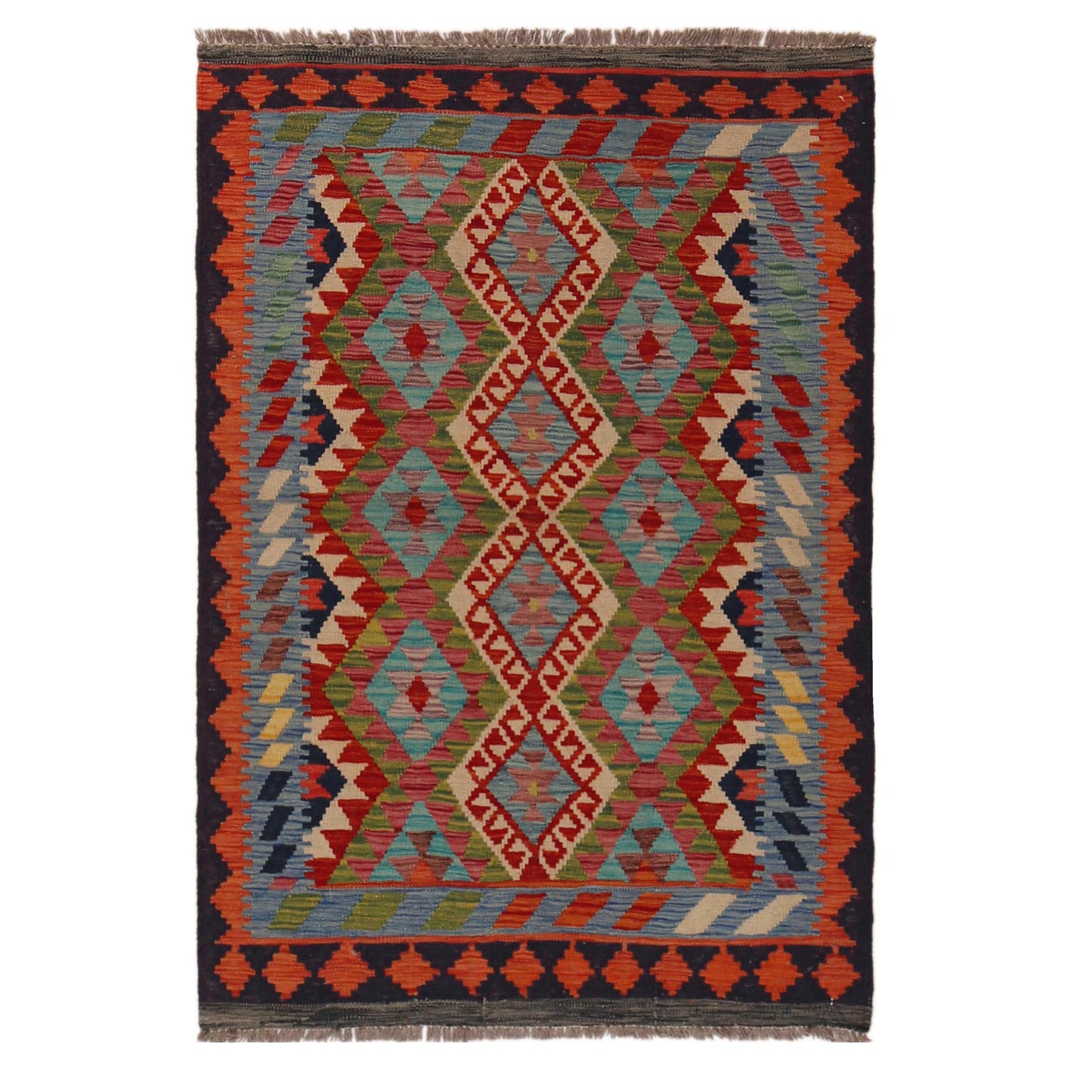 Handmade Vegetable Kilim 3' 3" x 4" 10" (ft) - No. P35731