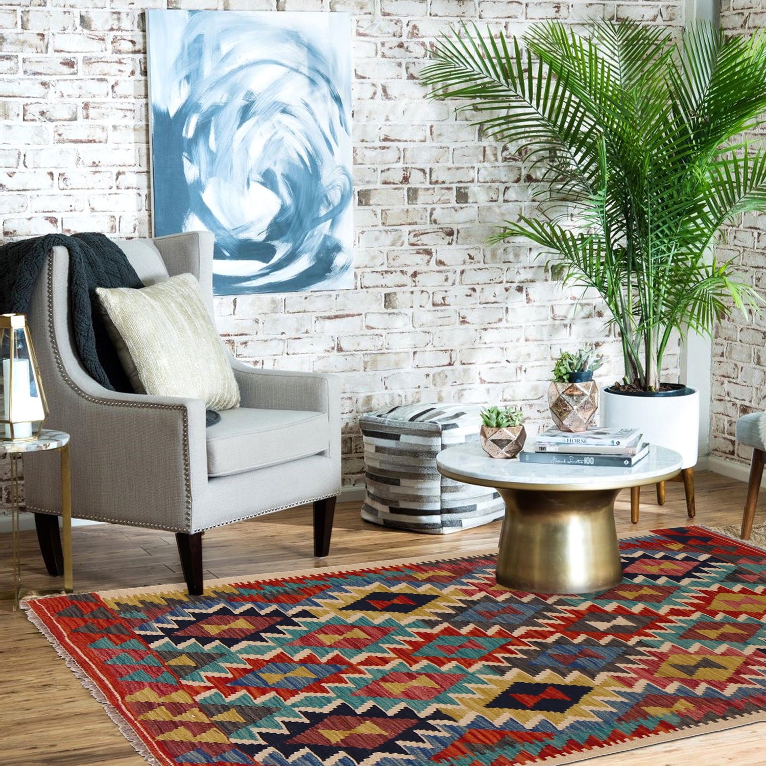 Handmade Vegetable Kelim 3' 3" x 5" 1" (ft) - No. P35732