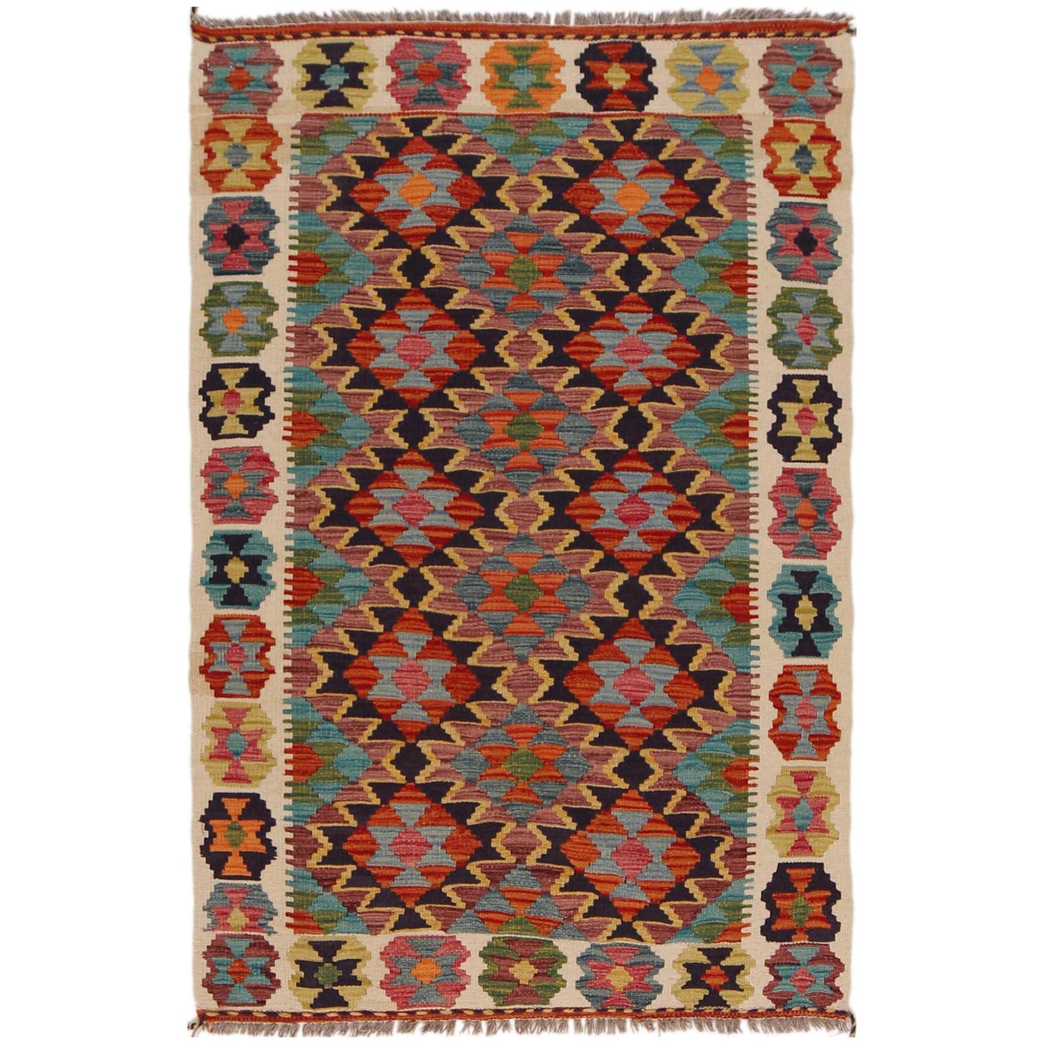 Handmade Vegetable Kilim 3' 3" x 4' 11" (ft) - No. P35735