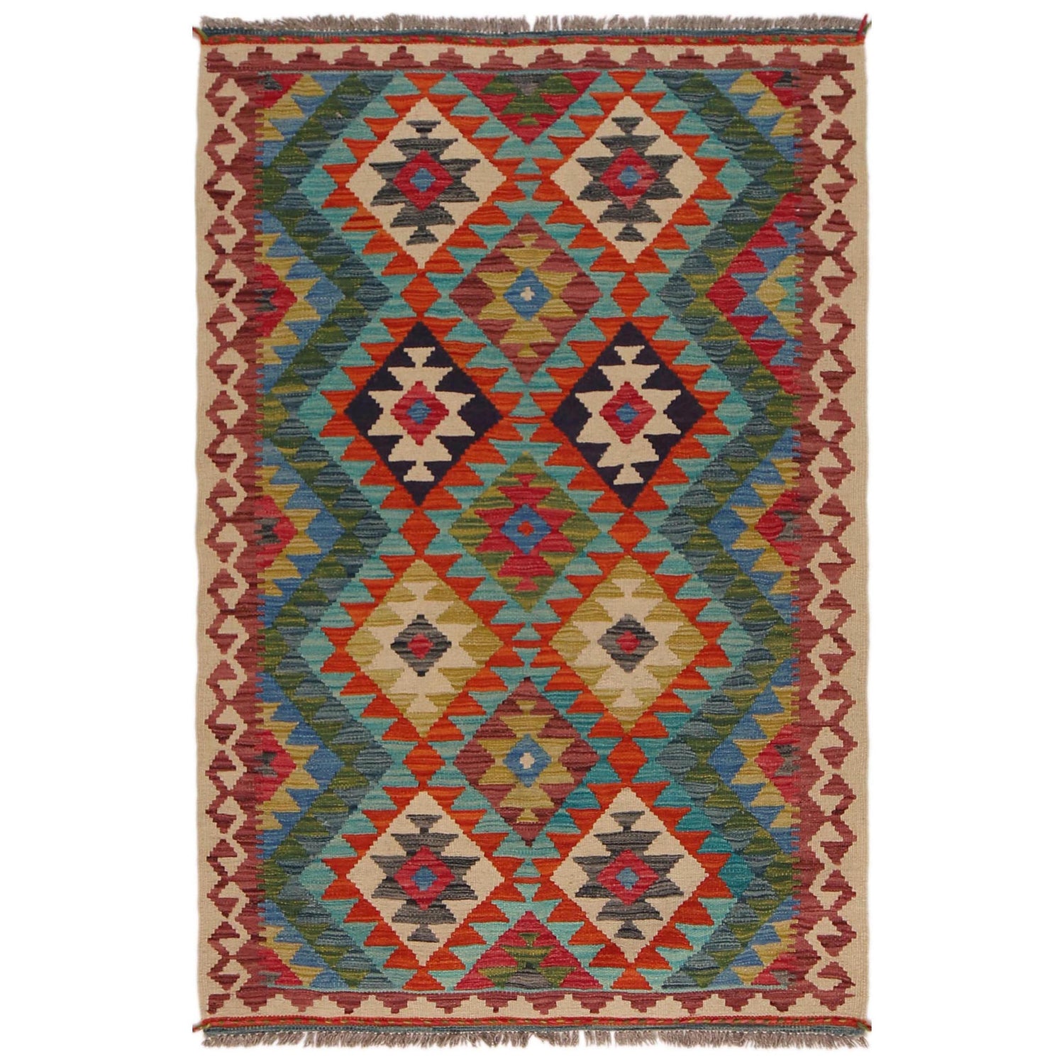 Handmade Vegetable Kilim 3' 2" x 4' 10" (ft) - No. P35737