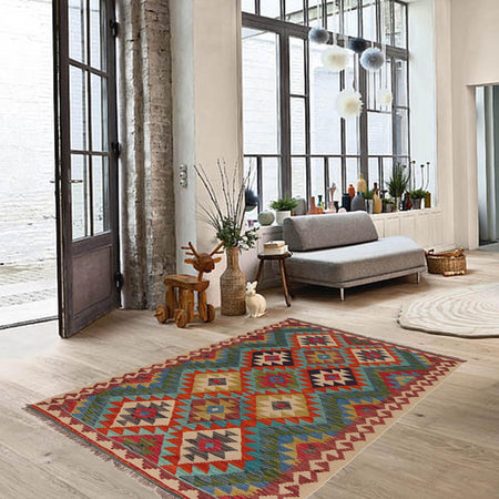 Handmade Vegetable Kilim 3' 2" x 4' 10" (ft) - No. P35737