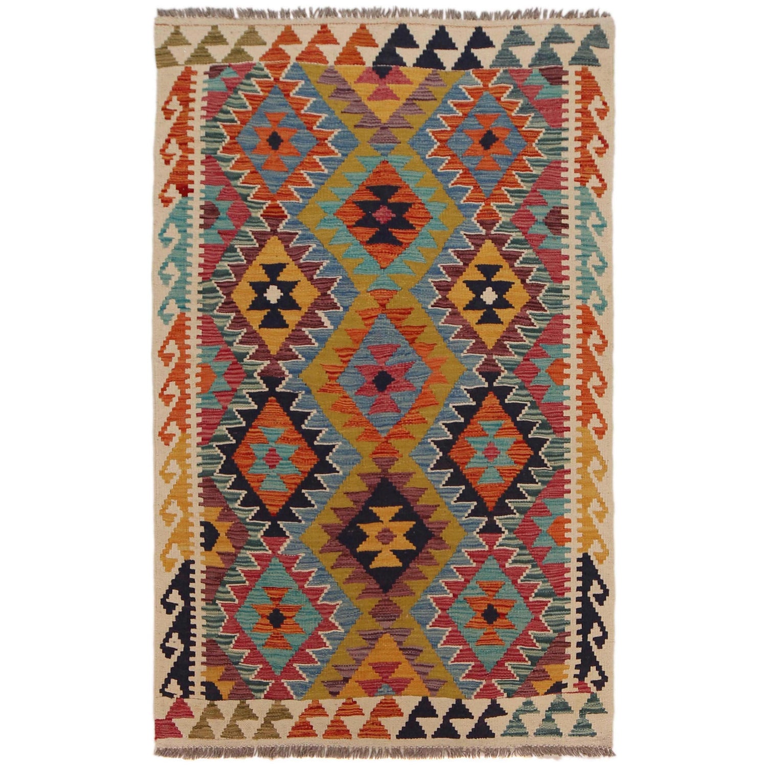Handmade Vegetable Kilim 3' 3" x 5' 4" (ft) - No. P35741