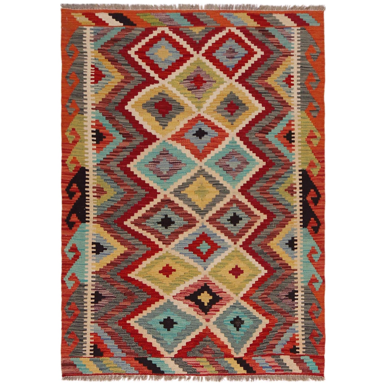 Handmade Vegetable Kilim 3' 5" x 4' 9" (ft) - No. P35743