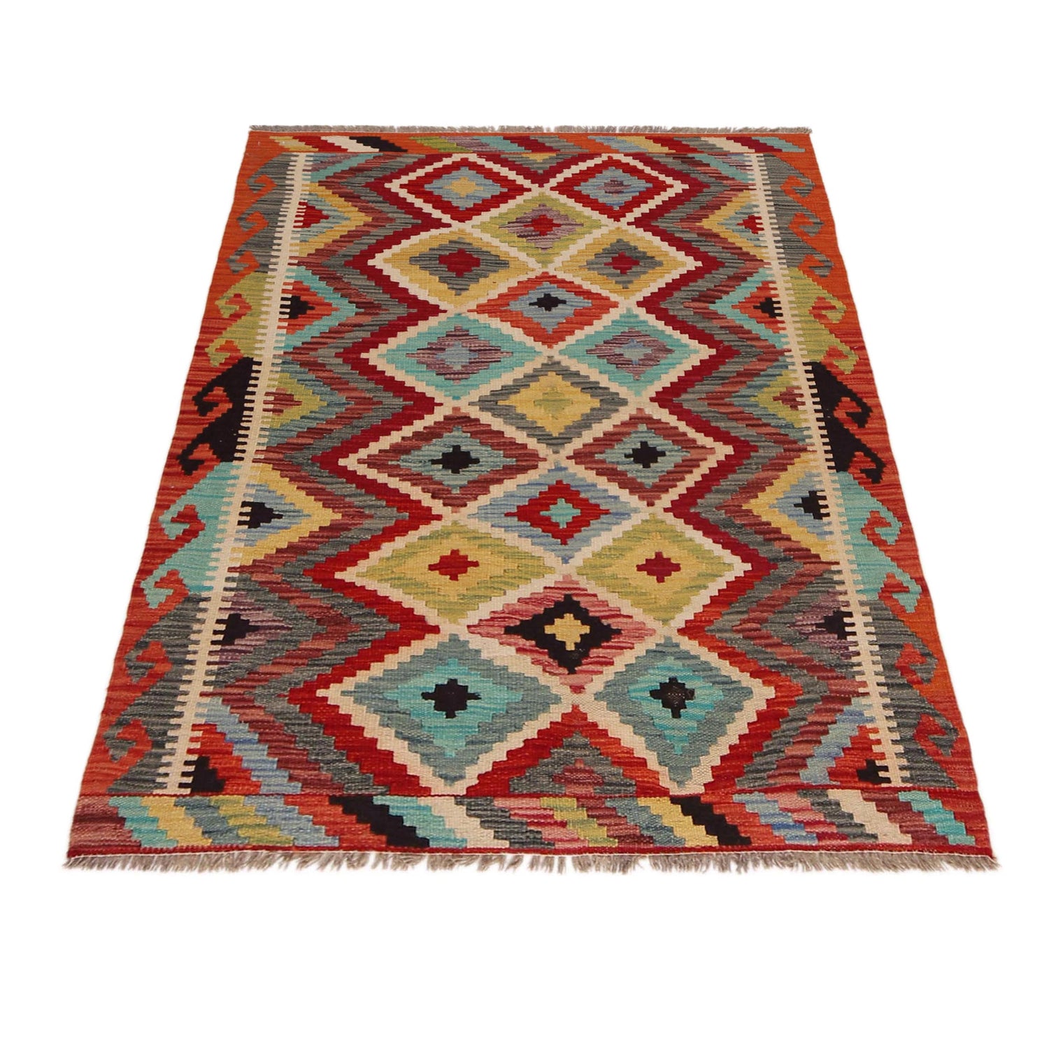 Handmade Vegetable Kilim 3' 5" x 4' 9" (ft) - No. P35743