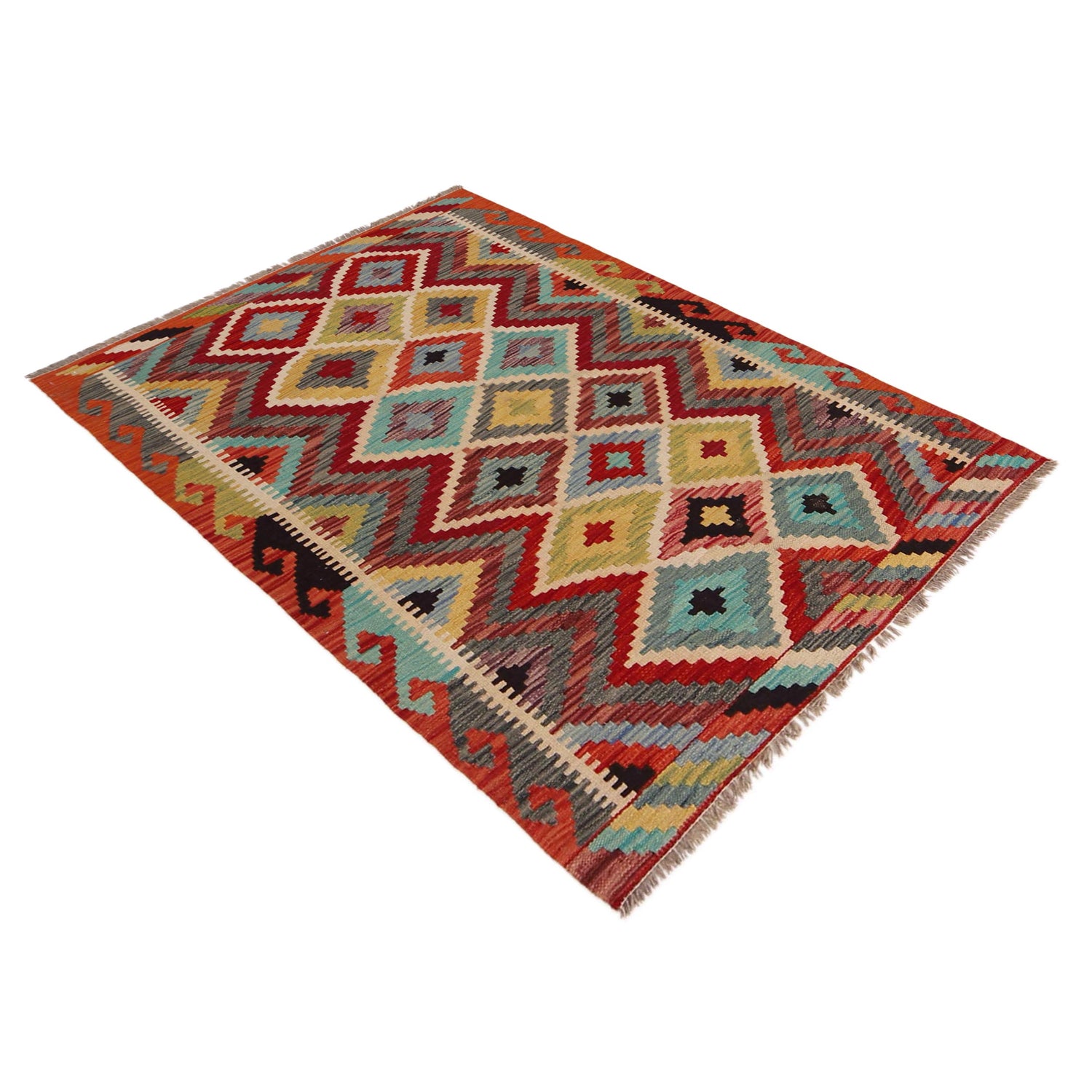 Handmade Vegetable Kilim 3' 5" x 4' 9" (ft) - No. P35743