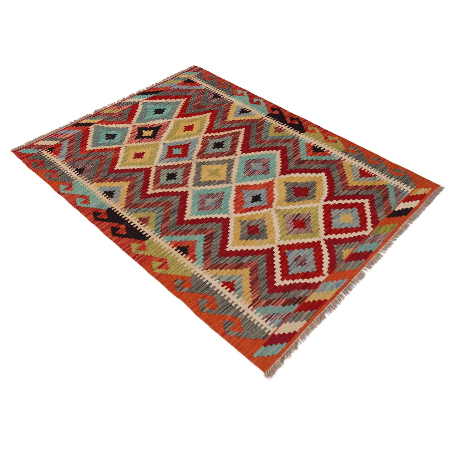 Handmade Vegetable Kilim 3' 5" x 4' 9" (ft) - No. P35743