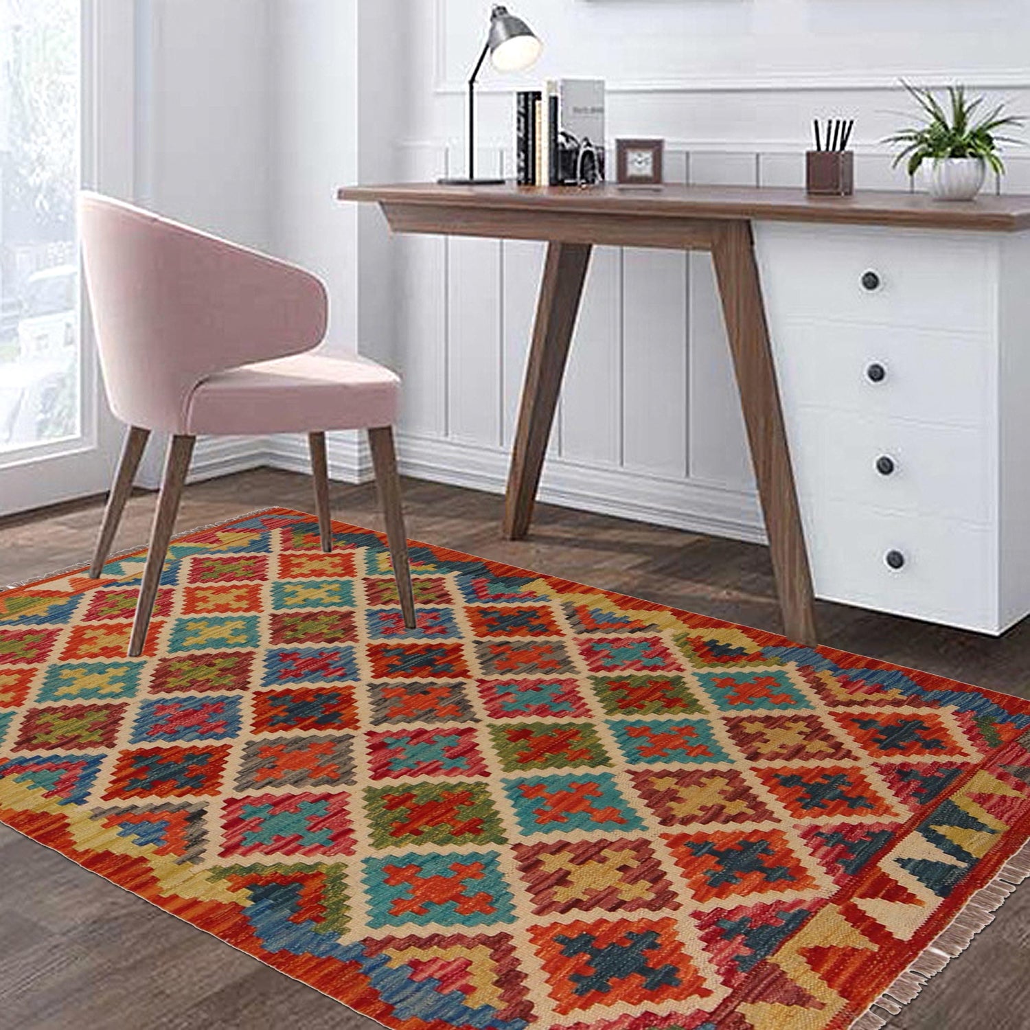 Handmade Vegetable Kilim 3' 3" x 4' 10" (ft) - No. P35745