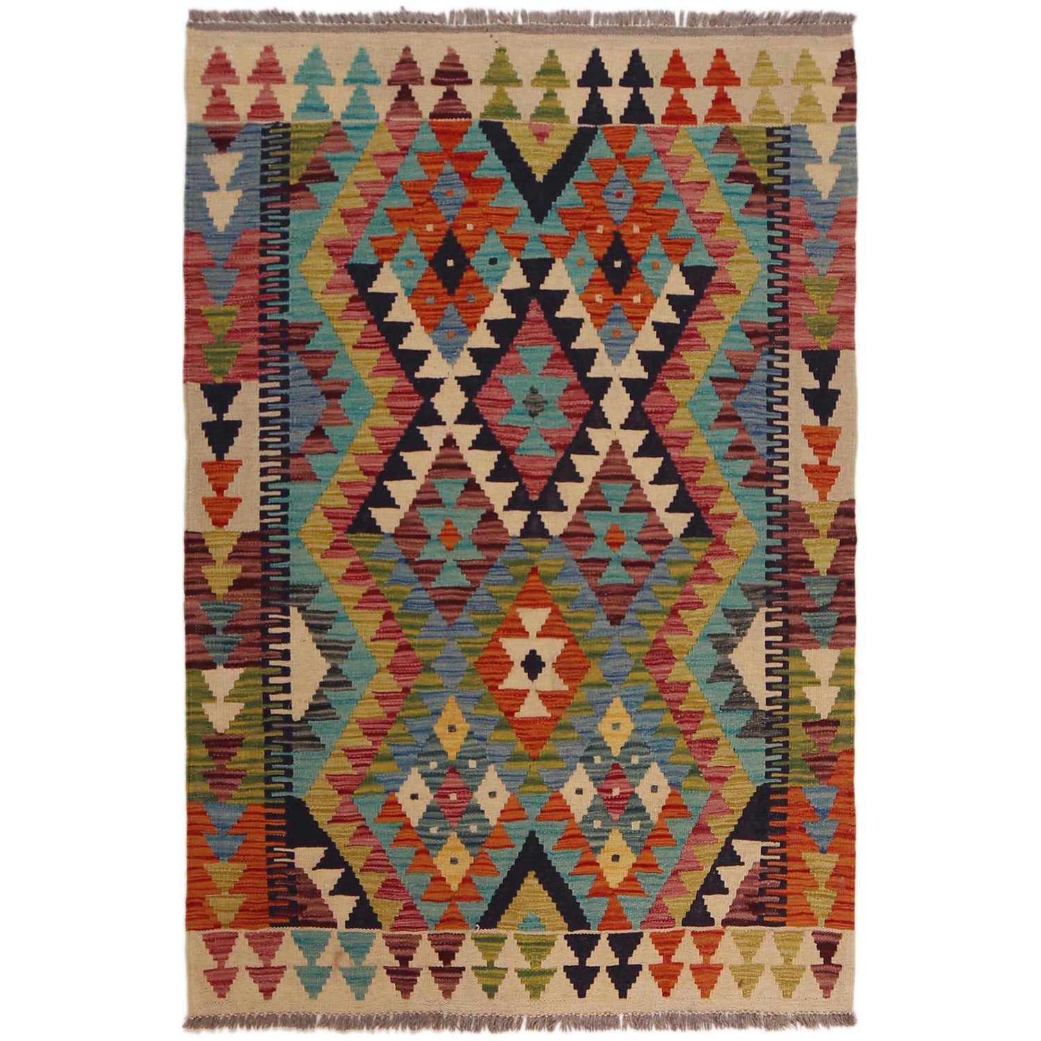 Handmade Vegetable Kilim 3' 3" x 4' 9" (ft) - No. P35747