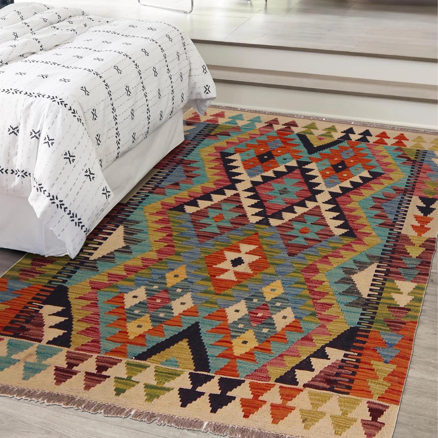 Handmade Vegetable Kilim 3' 3" x 4' 9" (ft) - No. P35747