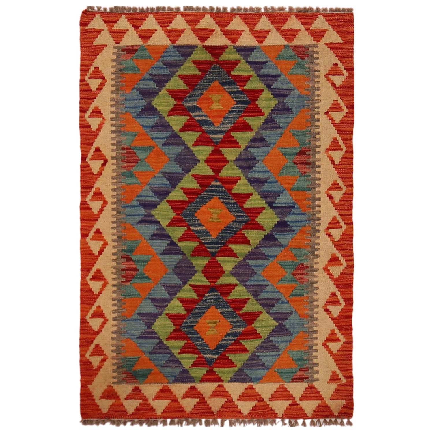 Handmade Vegetable Kilim 2' 9" x 4' 0" (ft) - No. P35748
