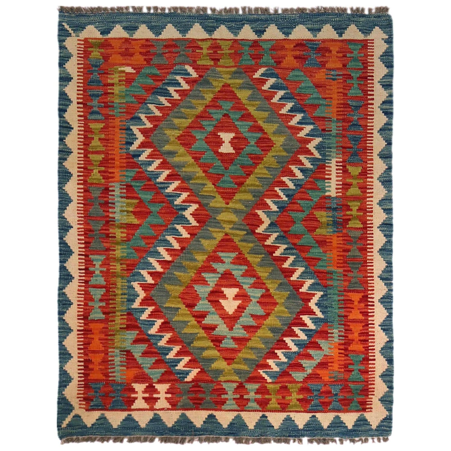 Handmade Vegetable Kilim 3' 1" x 4' 2" (ft) - No. P35754