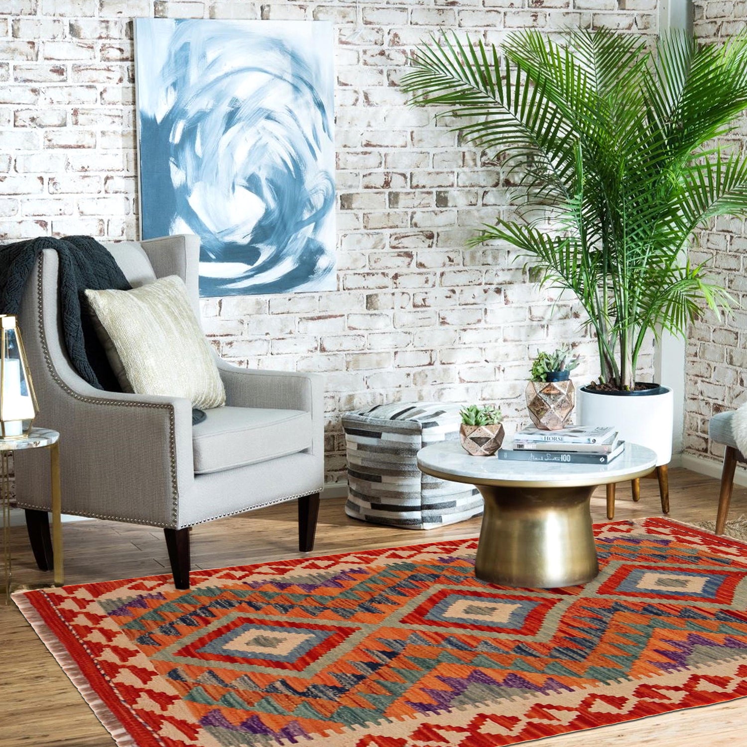 Handmade Vegetable Kelim 2' 7" x 3' 10" (ft) - No. P35755