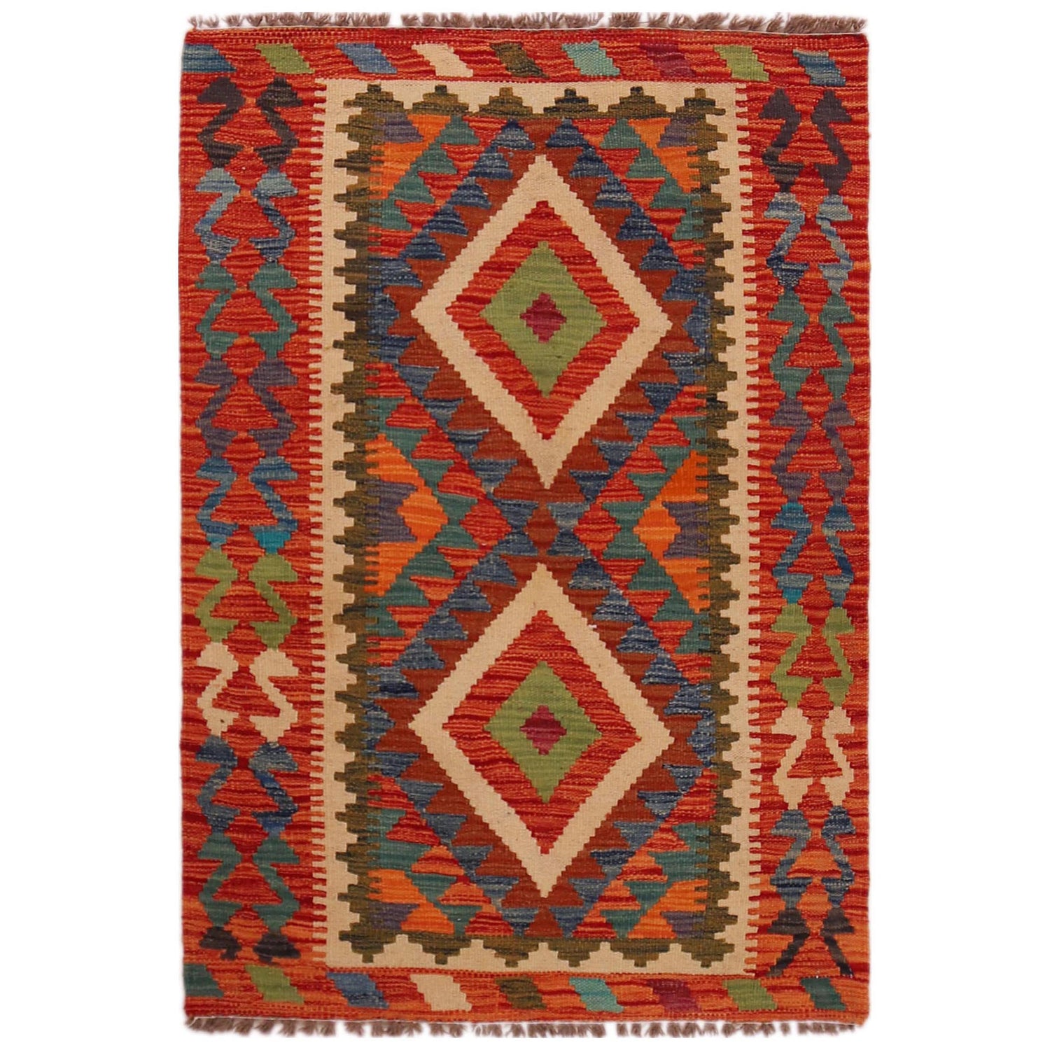 Handmade Vegetable Kilim 2' 9" x 4' 2" (ft) - No. P35758