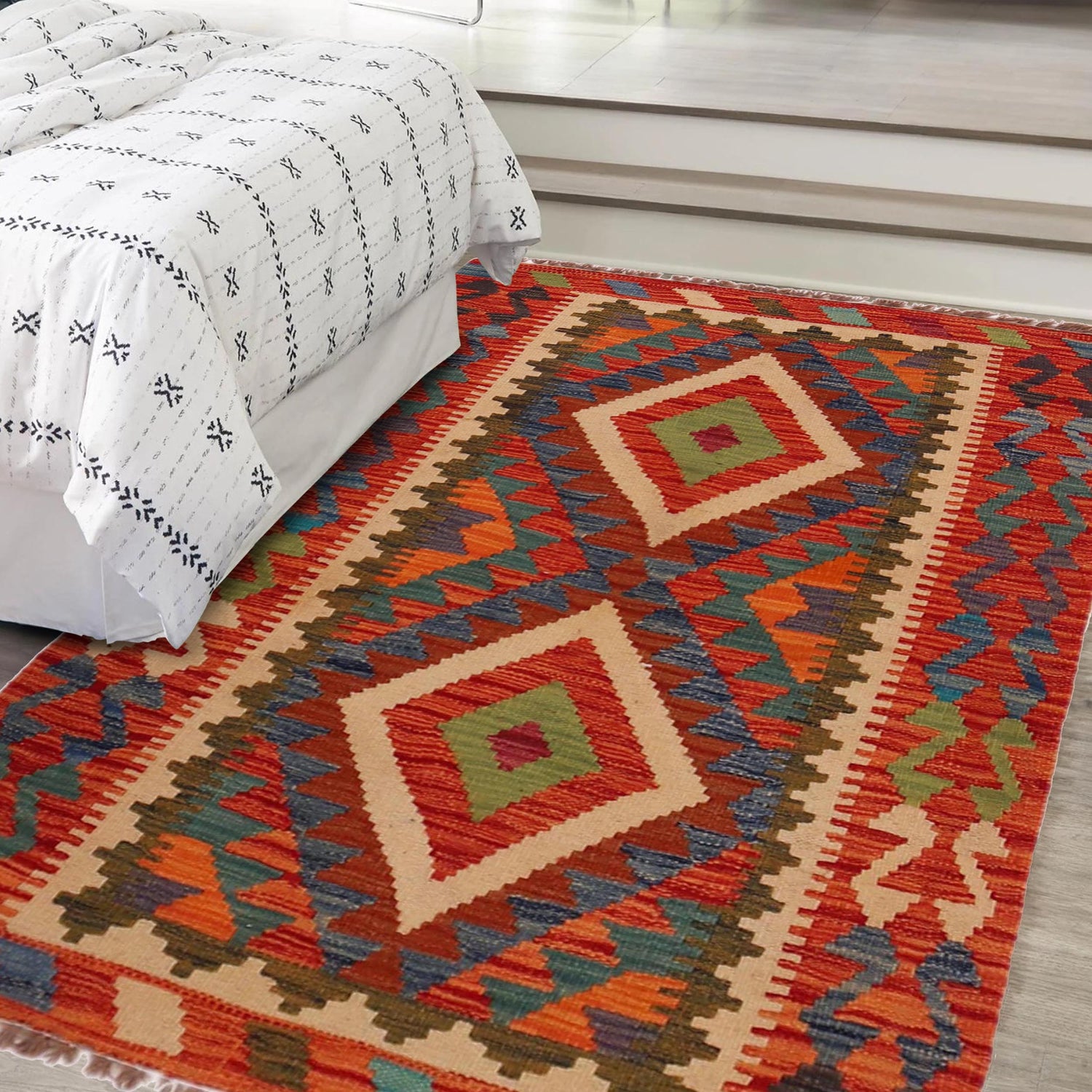 Handmade Vegetable Kilim 2' 9" x 4' 2" (ft) - No. P35758