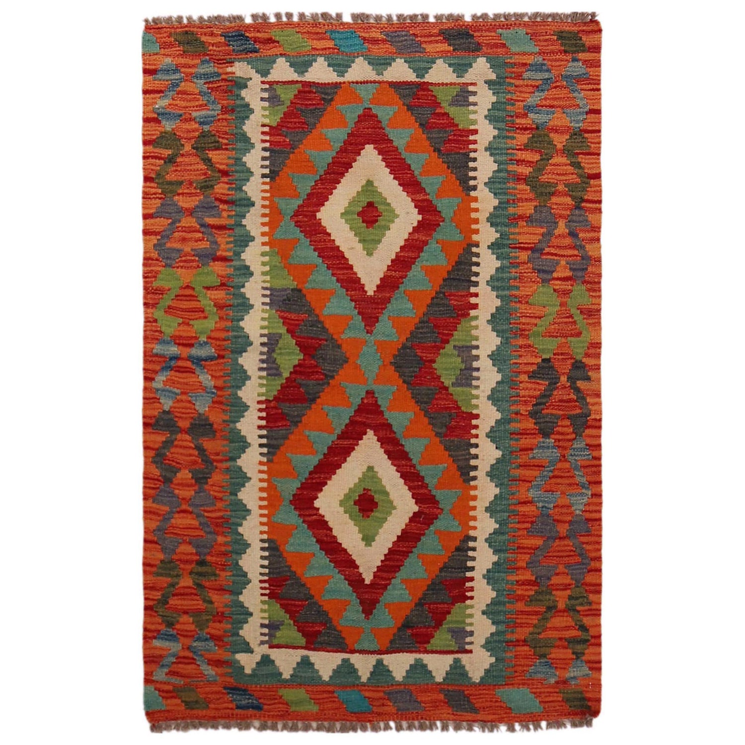 Handmade Vegetable Kelim 2' 9" x 4' 2" (ft) - No. P35767
