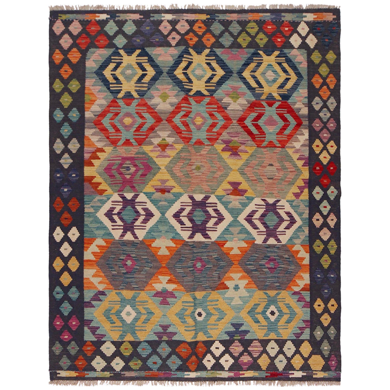 Handmade Vegetable Kelim 4' 10" x 6' 4" (ft) - No. P35837