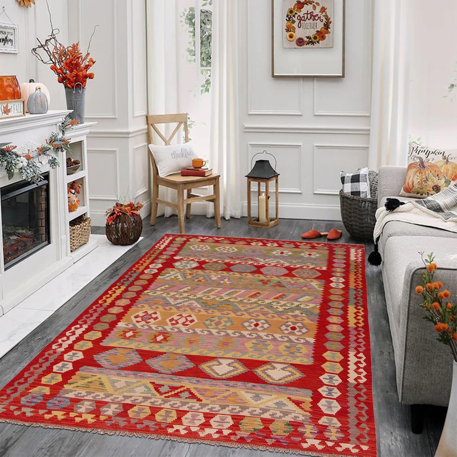 Handmade Vegetable Kilim 5' 1" x 6' 7" (ft) - No. P35838