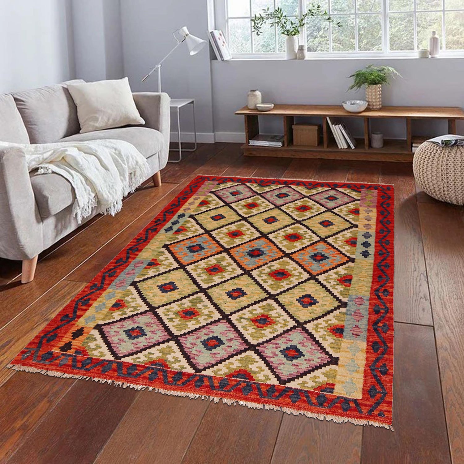 Handmade Vegetable Kelim 5' 1" x 6' 9" (ft) - No. P35839