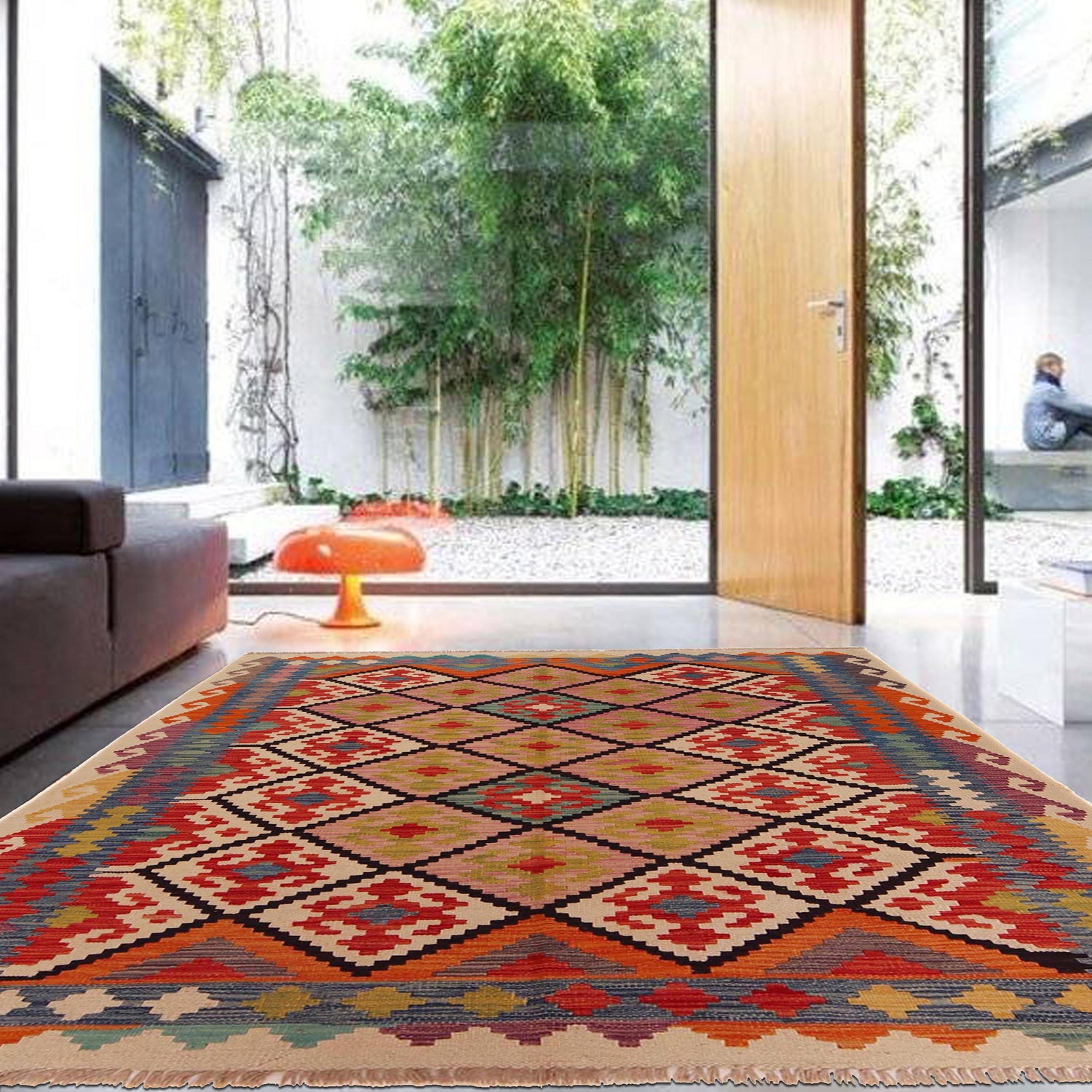 Handmade Vegetable Kilim 5' 0" x 6' 6" (ft) - No. P35842
