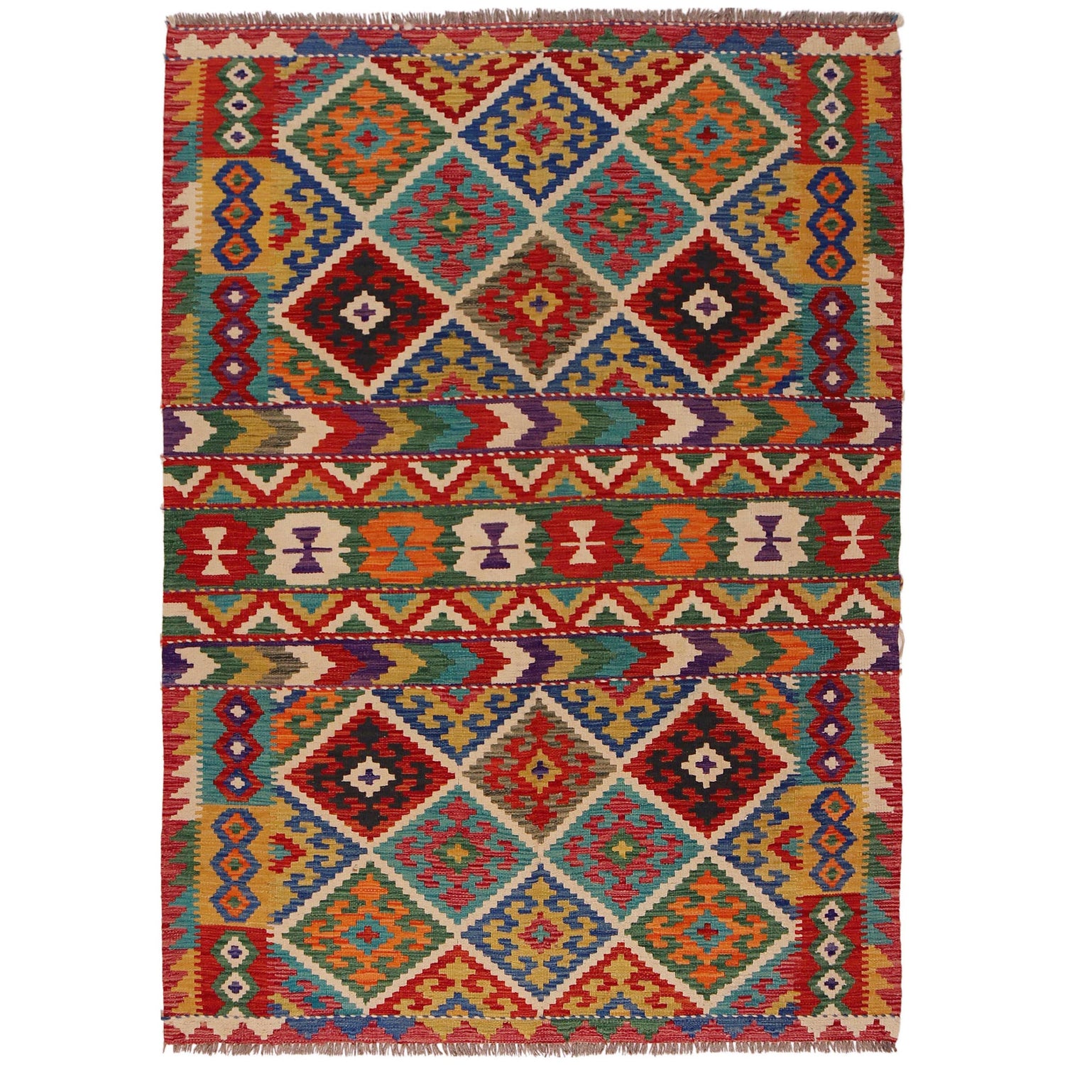 Handmade Vegetable Kelim 4' 11" x 7' 2" (ft) - No. P35843