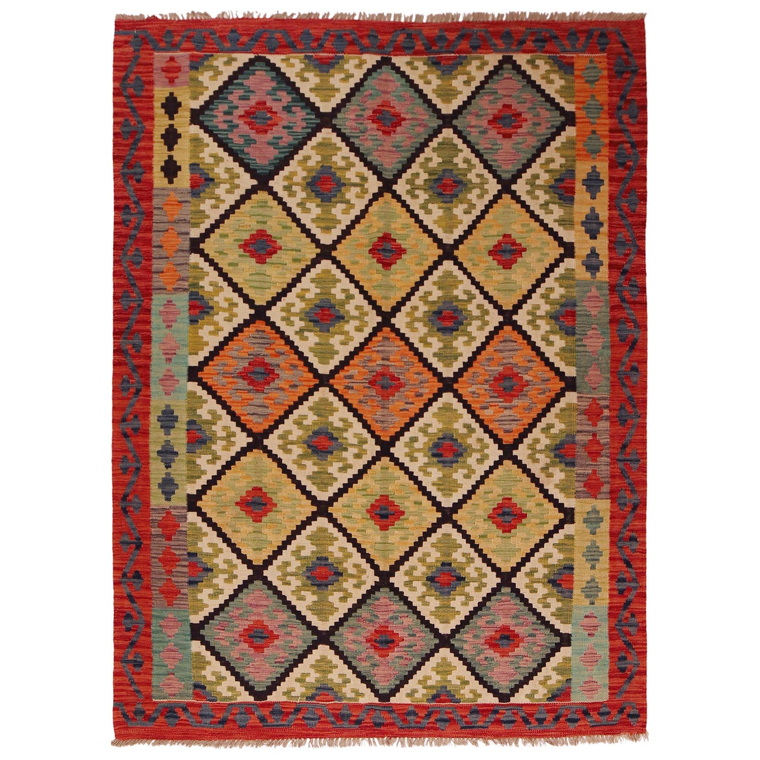 Handmade Vegetable Kilim 5' 0" x 6' 10" (ft) - No. P35854