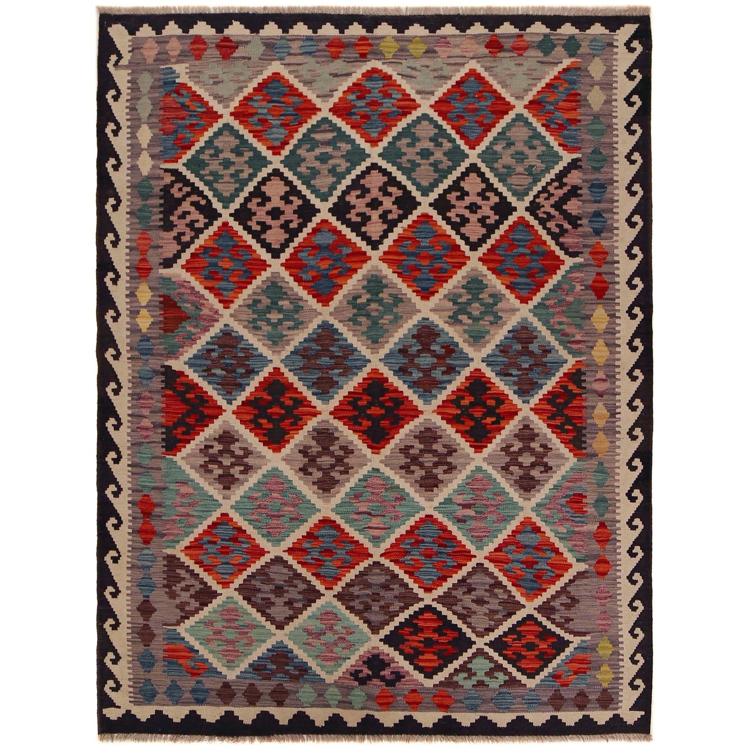 Handmade Vegetable Kelim 5' 0" x 6' 10" (ft) - No. P35855