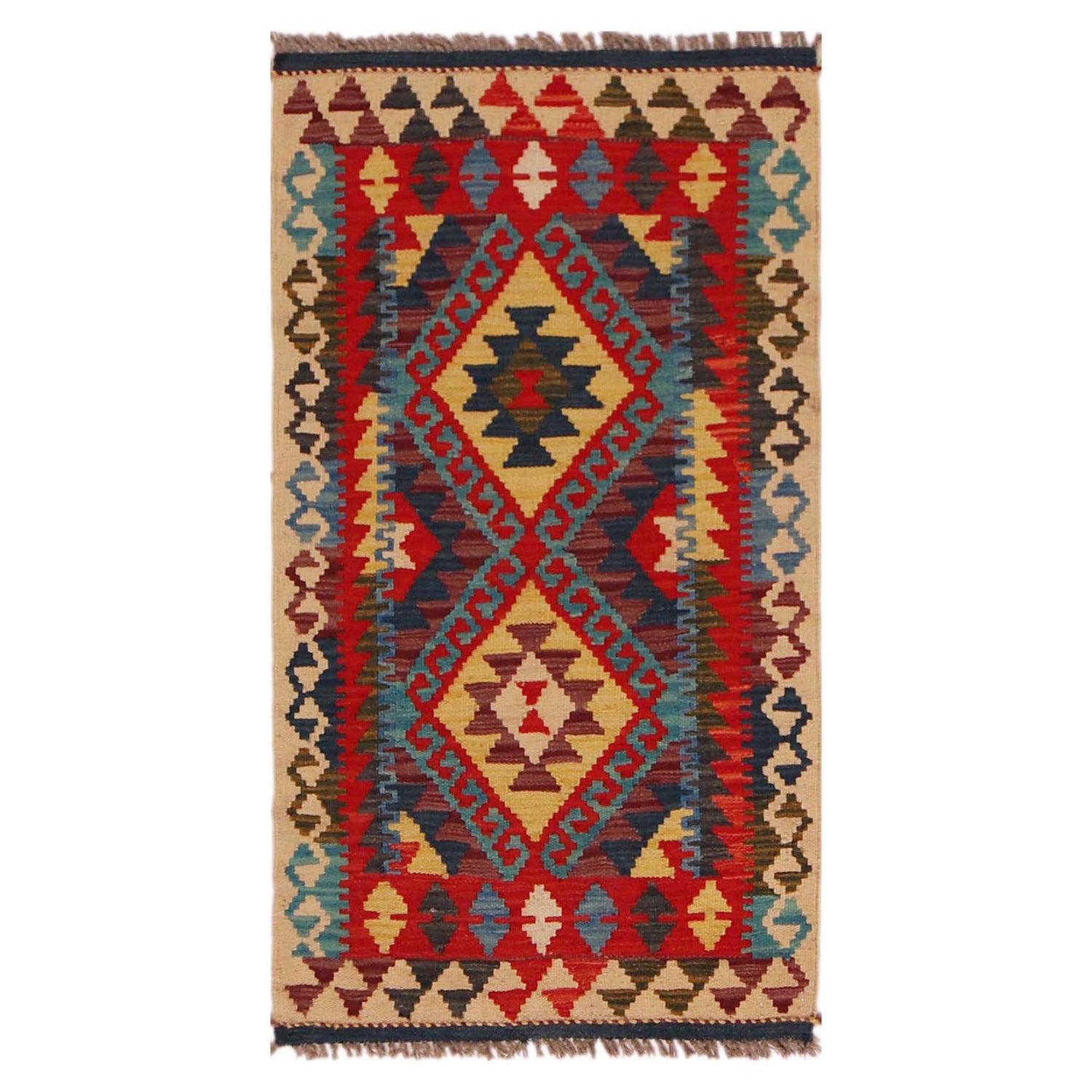 Handmade Vegetable Kilim 1' 11" x 3' 6" (ft) - No. P35953