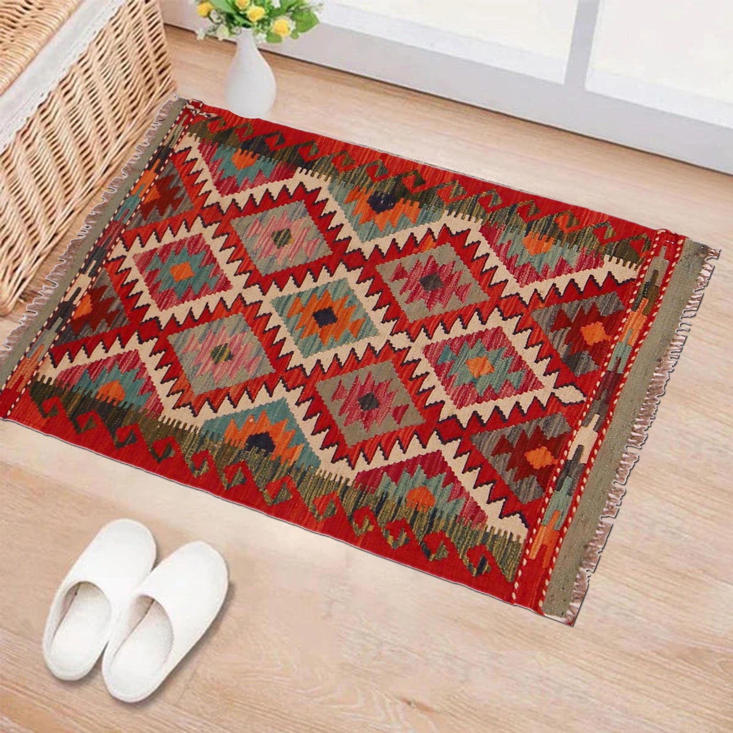 Handmade Vegetable Kilim 2' 2" x 3' 3" (ft) - No. P35963