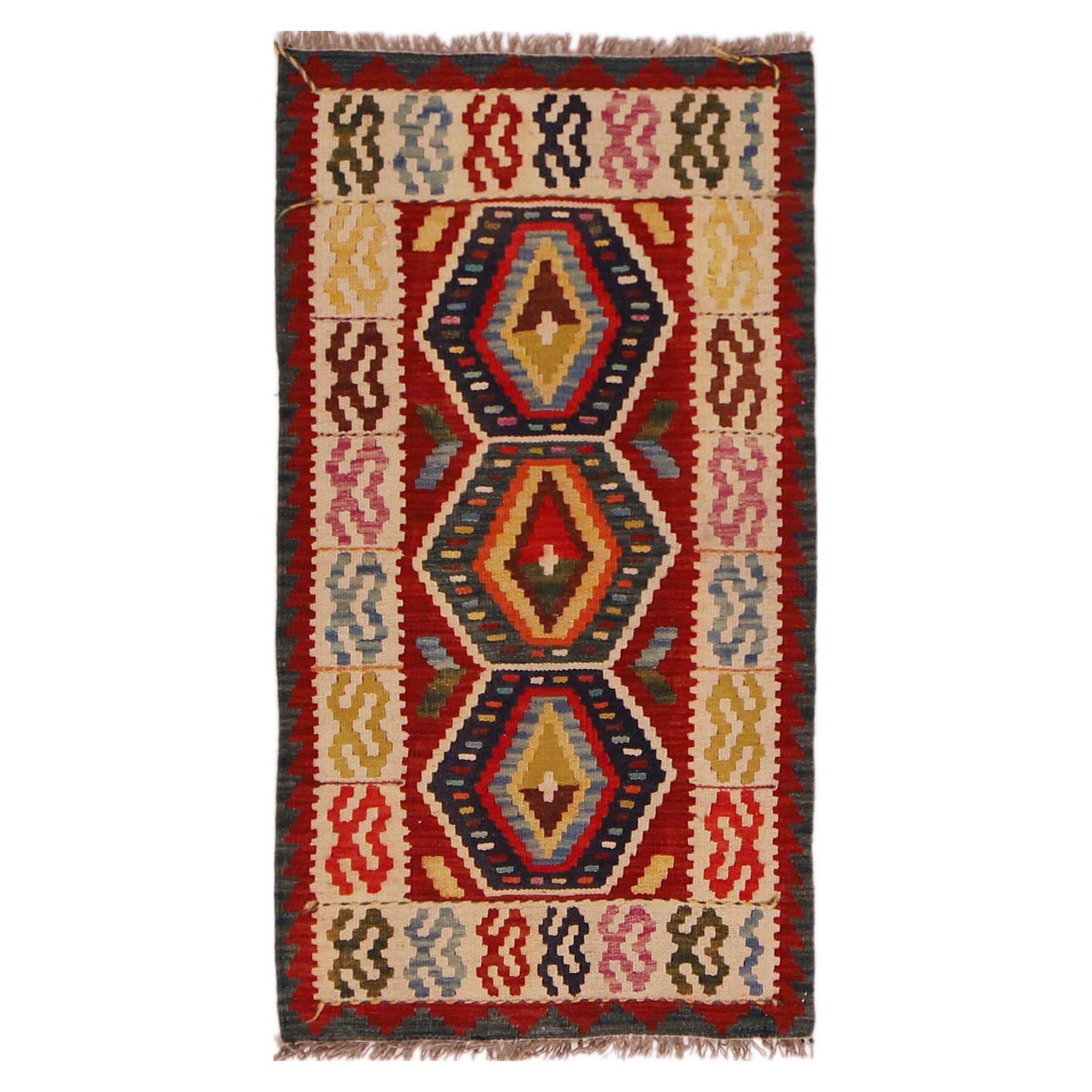 Handmade Vegetable Kilim 1' 11" x 3' 7" (ft) - No. P35973
